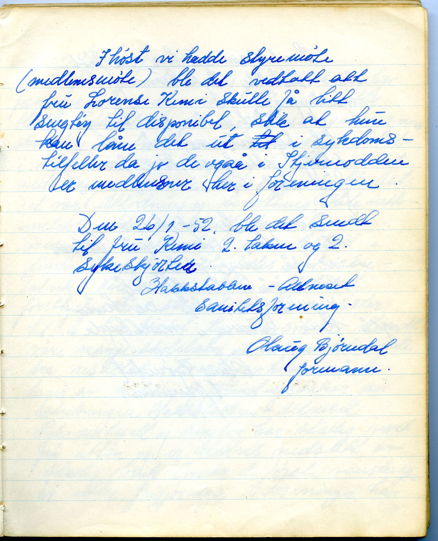 Hakkstabben-Altneset sanitetsforening, FMFB/A-1008/A/L0001: Møteprotokoll, 1947-1960