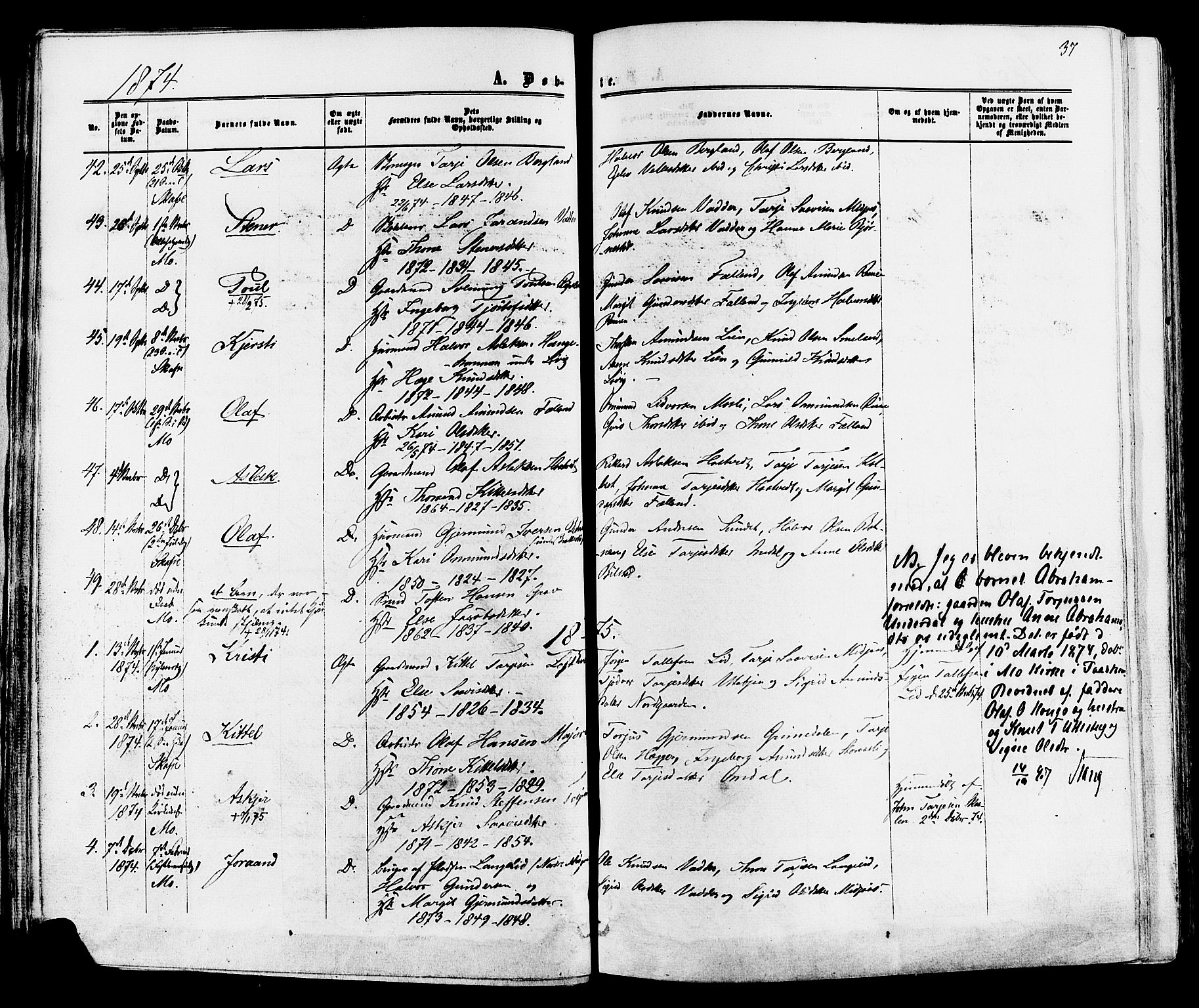 Mo kirkebøker, AV/SAKO-A-286/F/Fa/L0006: Parish register (official) no. I 6, 1865-1885, p. 37