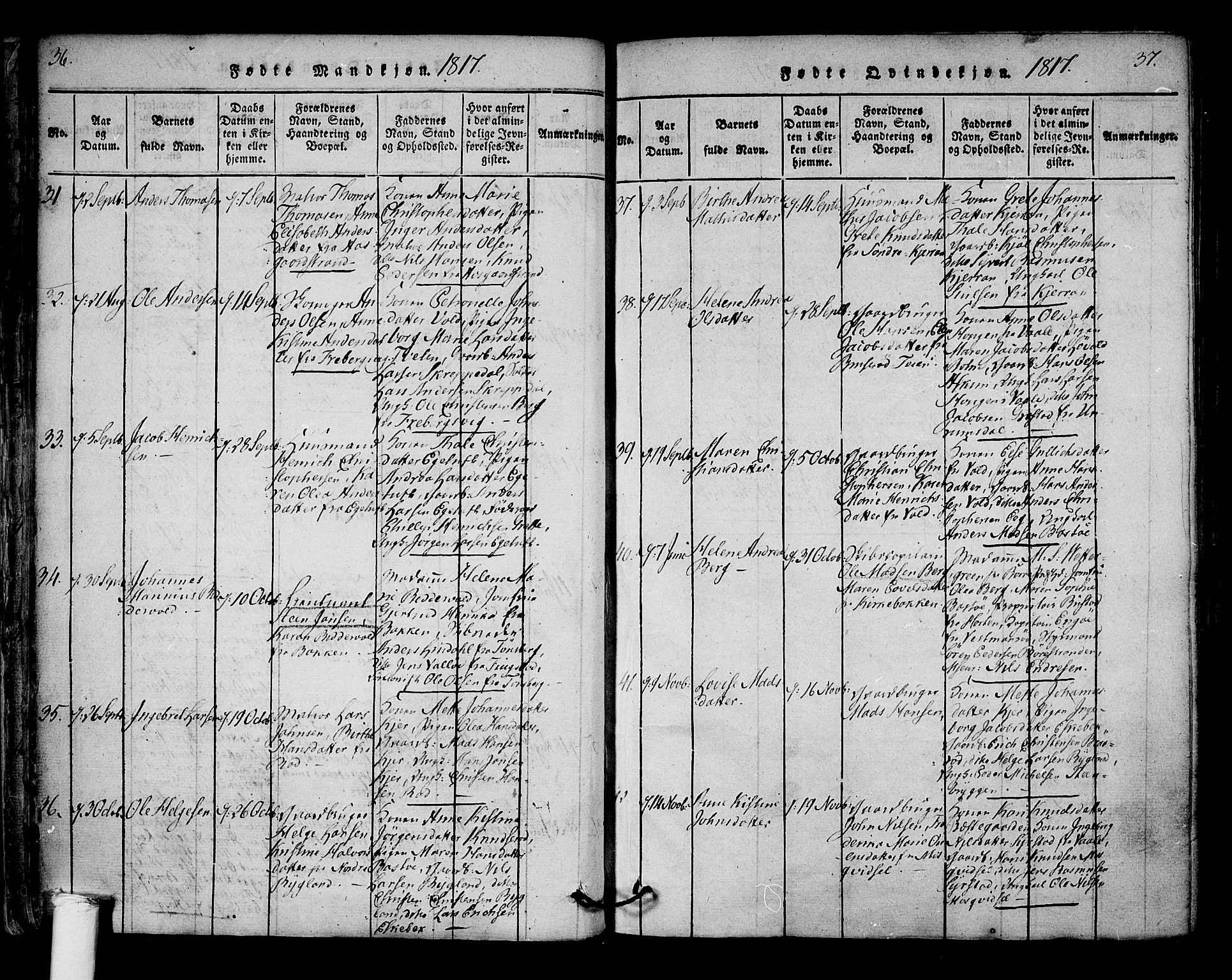 Borre kirkebøker, AV/SAKO-A-338/F/Fa/L0004: Parish register (official) no. I 4, 1815-1845, p. 36-37