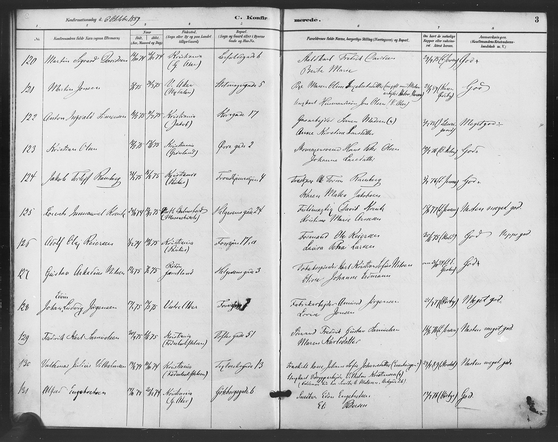 Paulus prestekontor Kirkebøker, AV/SAO-A-10871/F/Fa/L0006: Parish register (official) no. 6, 1889-1896, p. 3