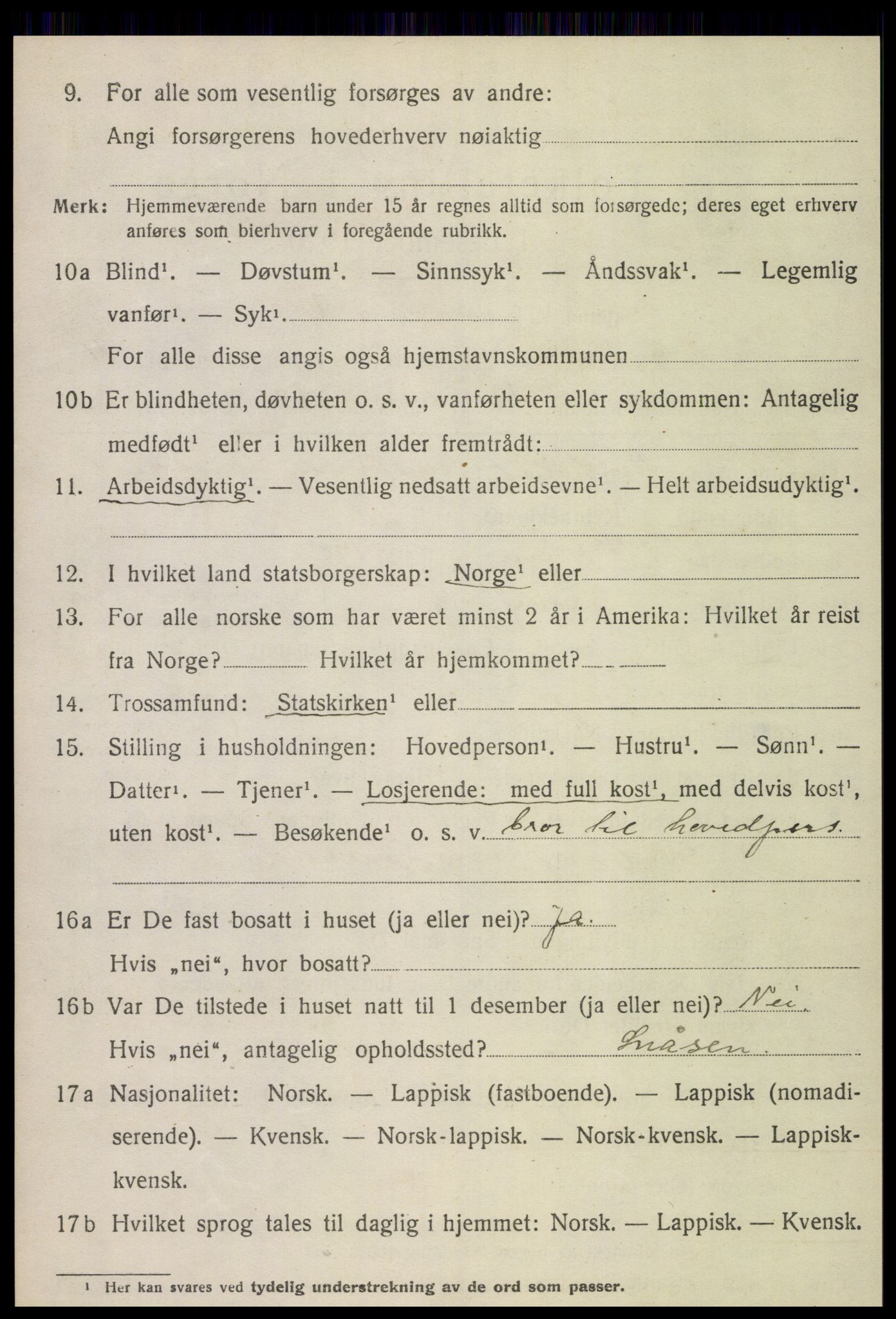 SAT, 1920 census for Grong, 1920, p. 6514