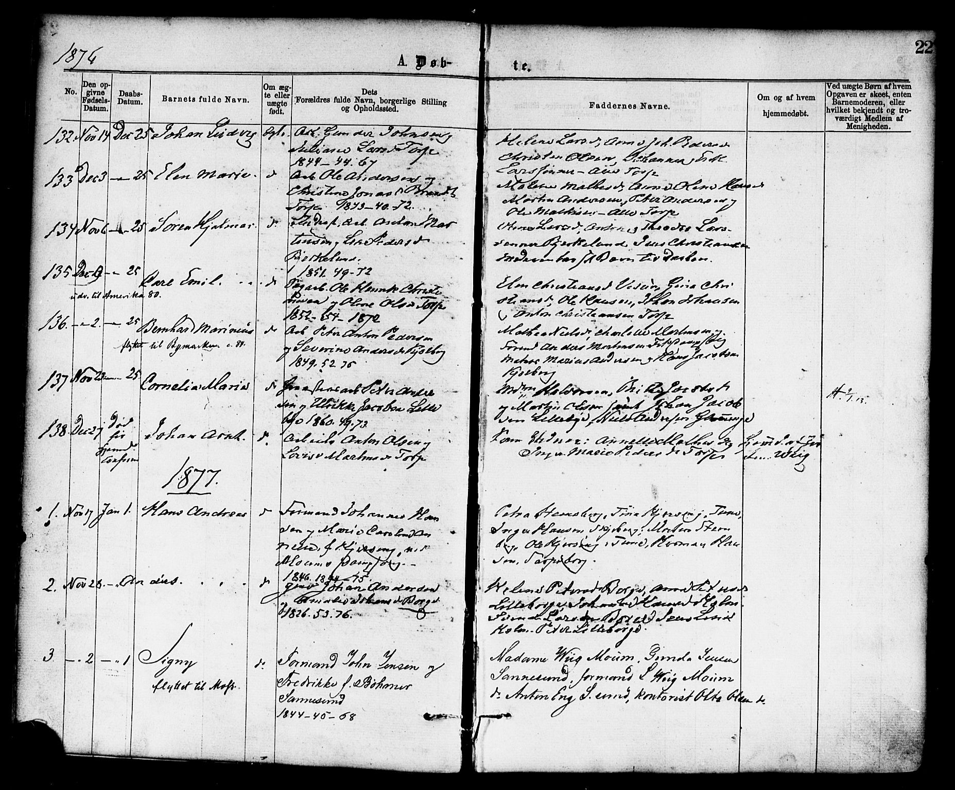 Borge prestekontor Kirkebøker, SAO/A-10903/F/Fa/L0007: Parish register (official) no. I 7, 1875-1886, p. 22