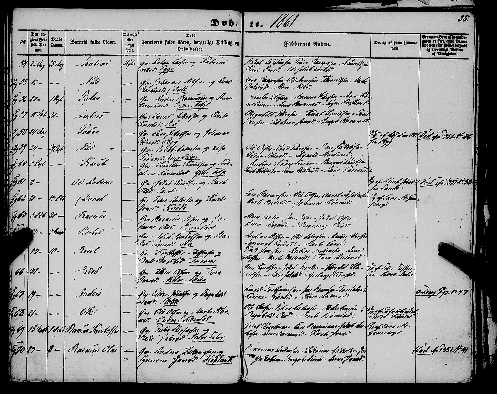 Gloppen sokneprestembete, AV/SAB-A-80101/H/Haa/Haaa/L0009: Parish register (official) no. A 9, 1855-1870, p. 35