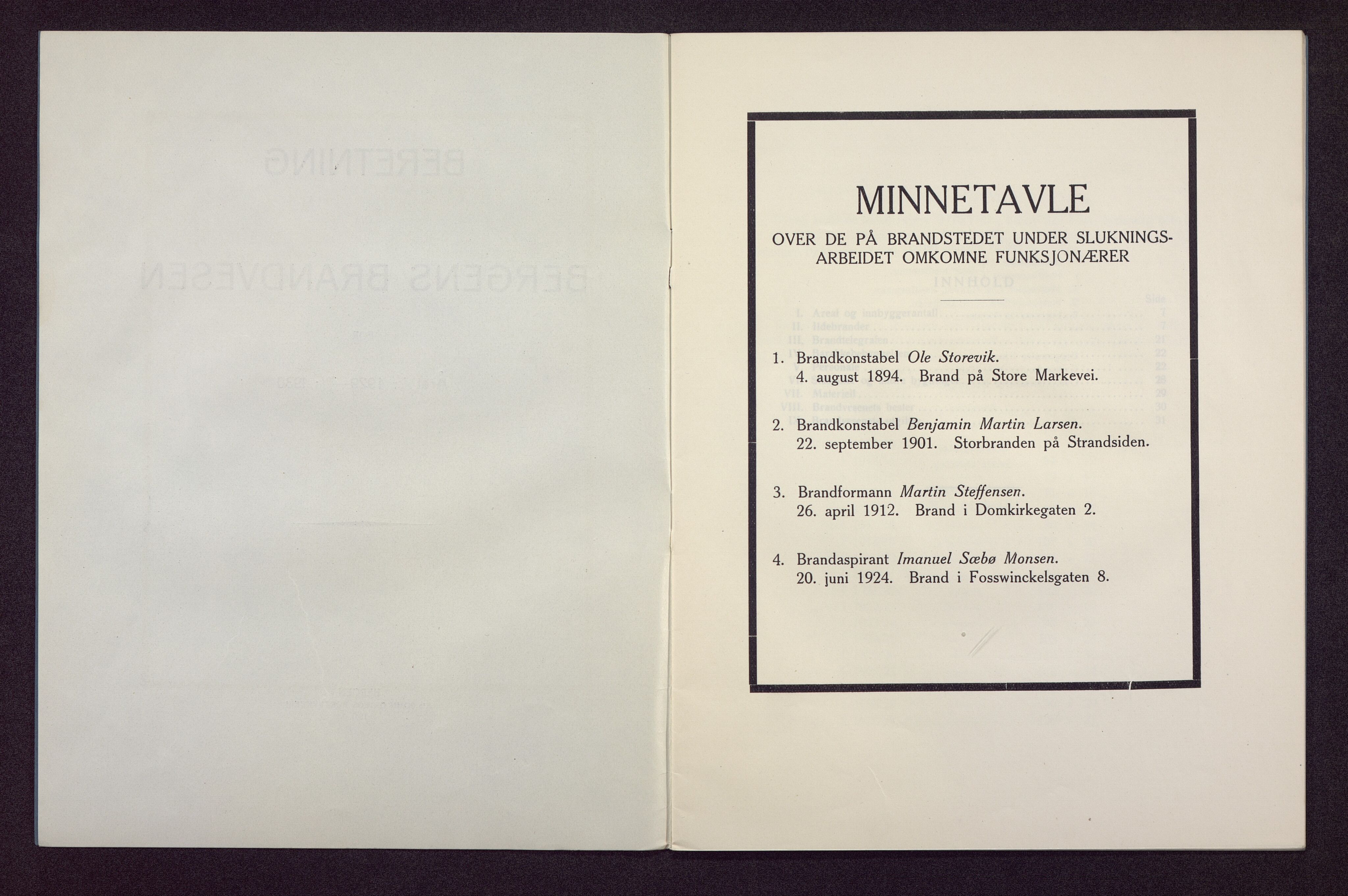 Bergen kommune. Brannvesenet (1863-1971), BBA/A-1181/X/Xa/L0014: Årsberetning, 1929-1930