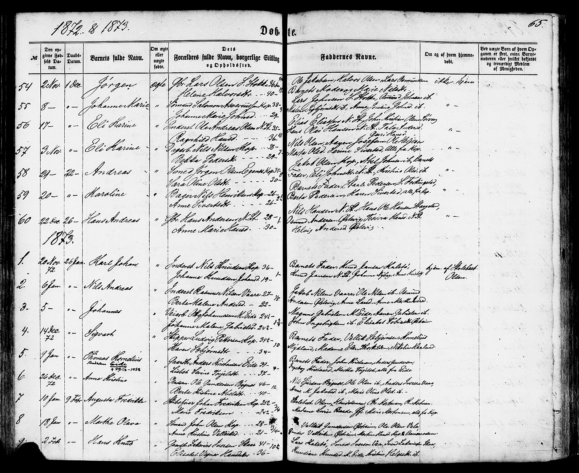 Avaldsnes sokneprestkontor, SAST/A -101851/H/Ha/Haa/L0011: Parish register (official) no. A 11, 1861-1880, p. 65