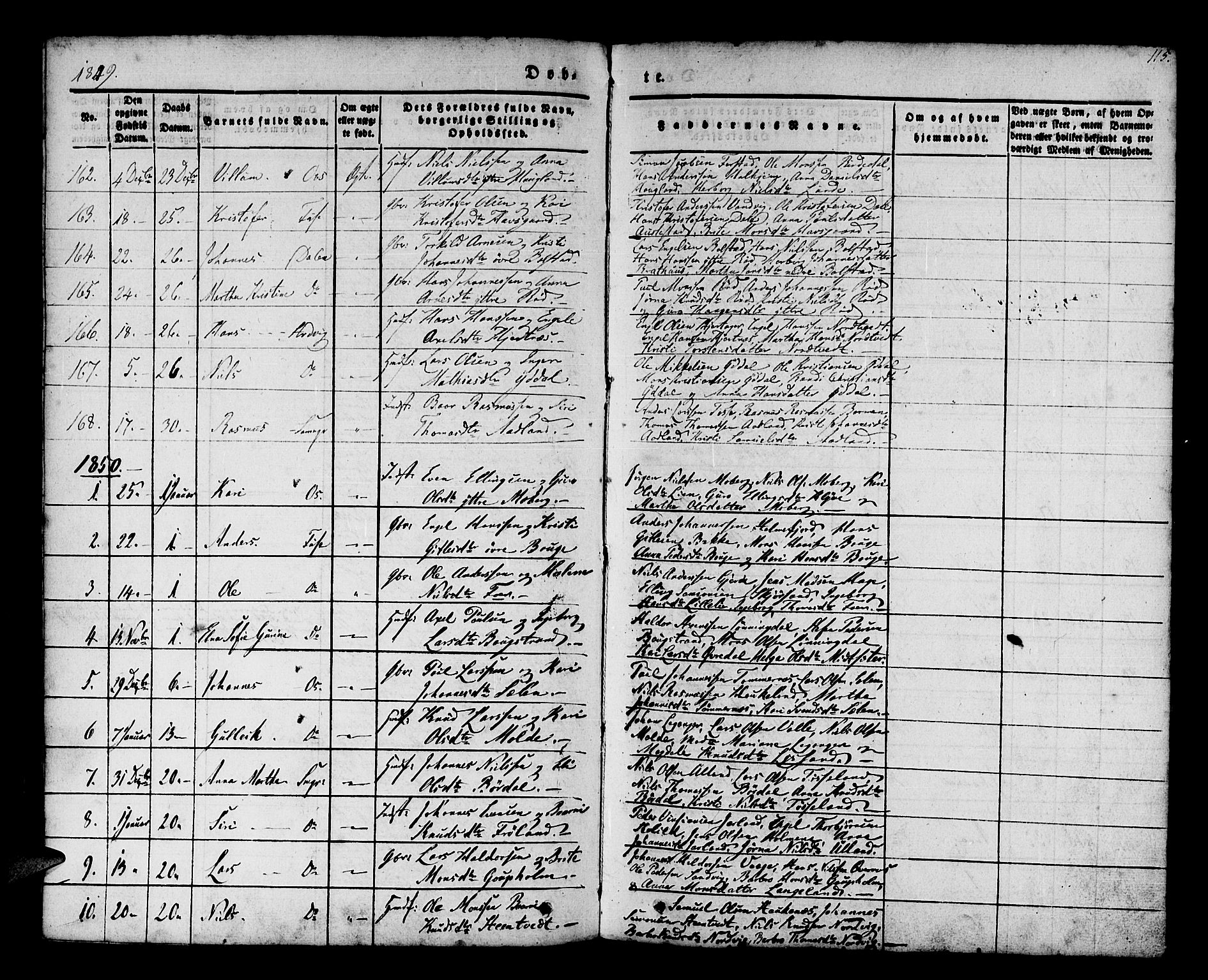 Os sokneprestembete, SAB/A-99929: Parish register (official) no. A 15, 1839-1851, p. 115
