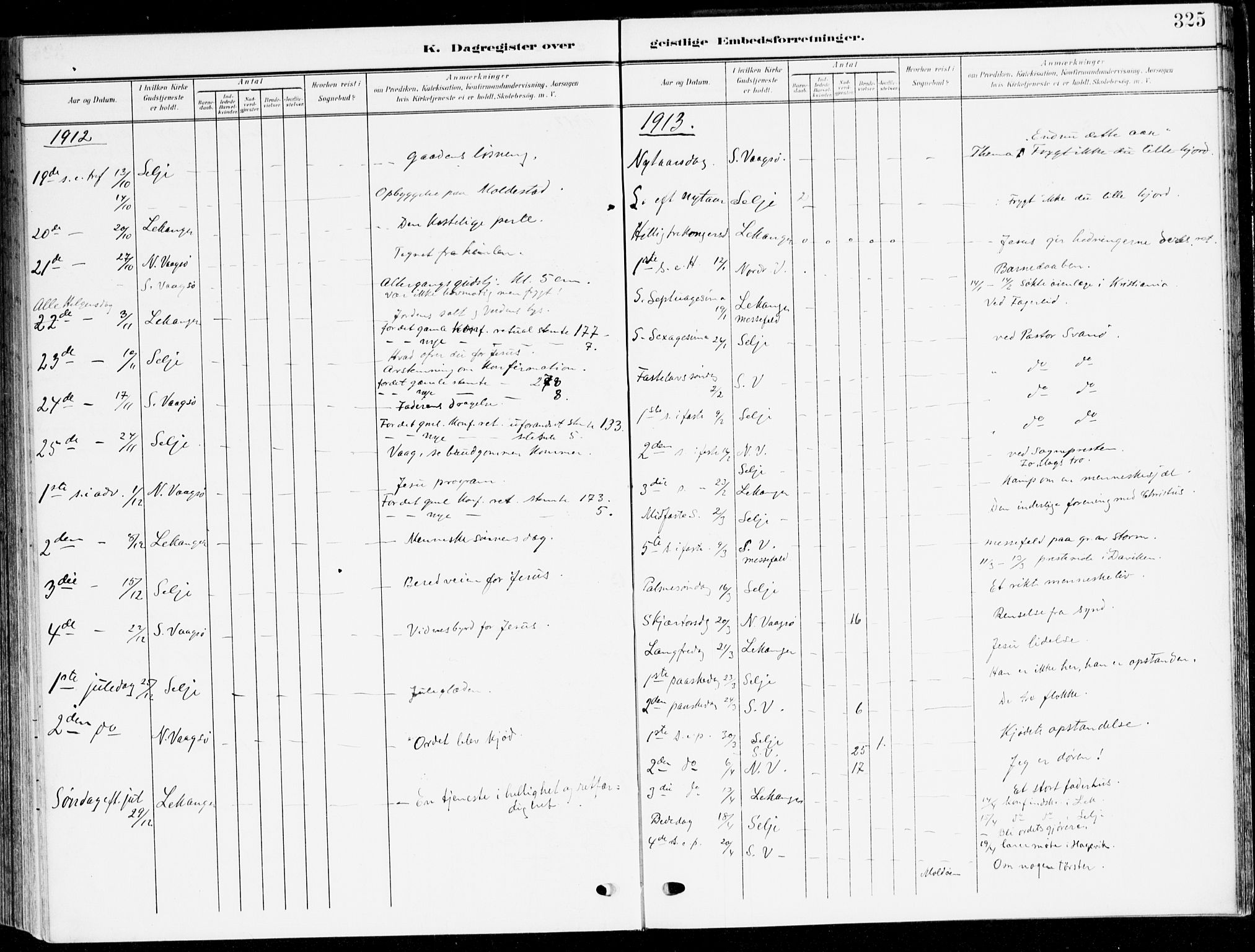 Selje sokneprestembete, SAB/A-99938/H/Ha/Haa/Haab: Parish register (official) no. B 3, 1908-1923, p. 325