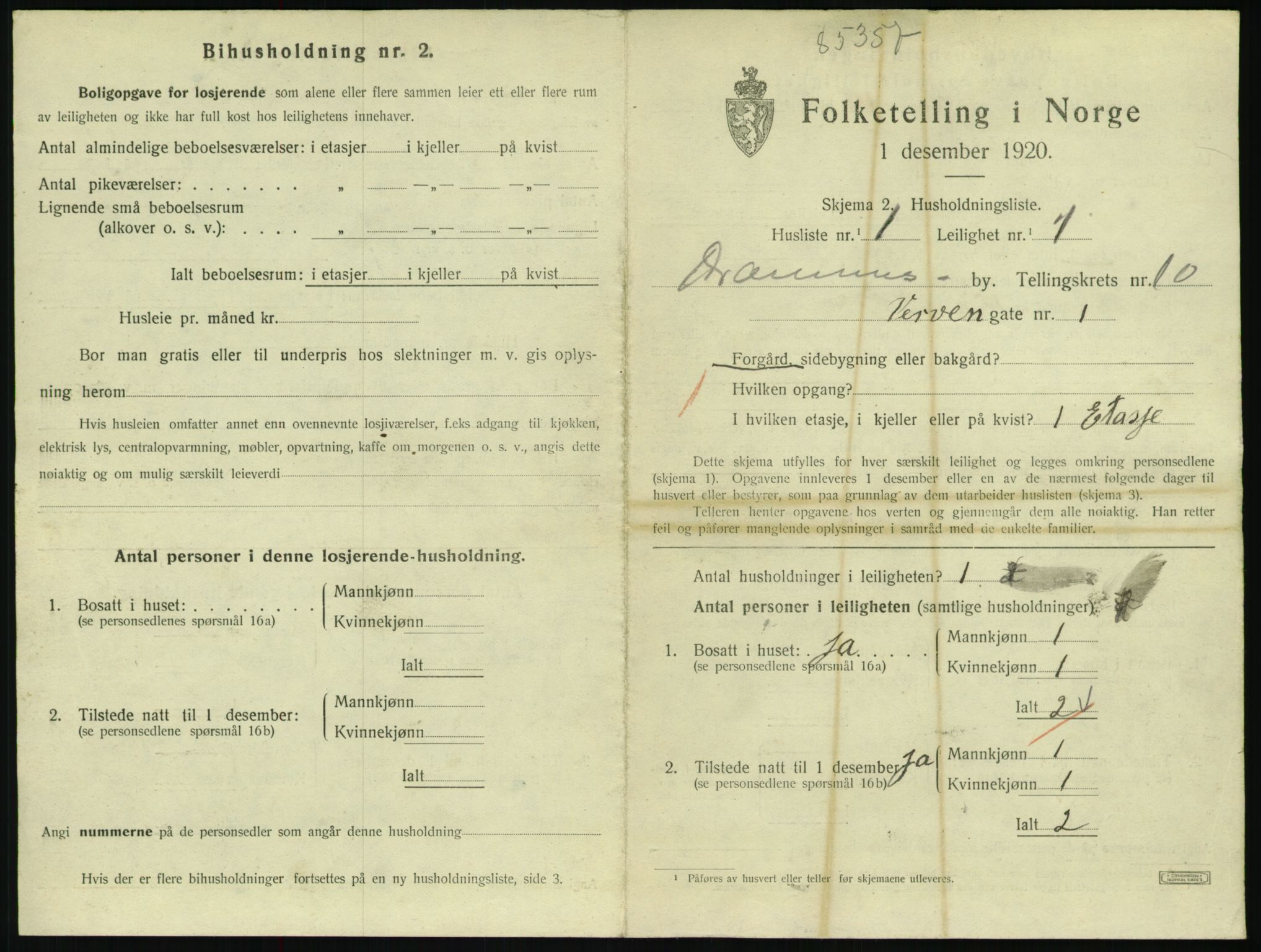 SAKO, 1920 census for Drammen, 1920, p. 16119
