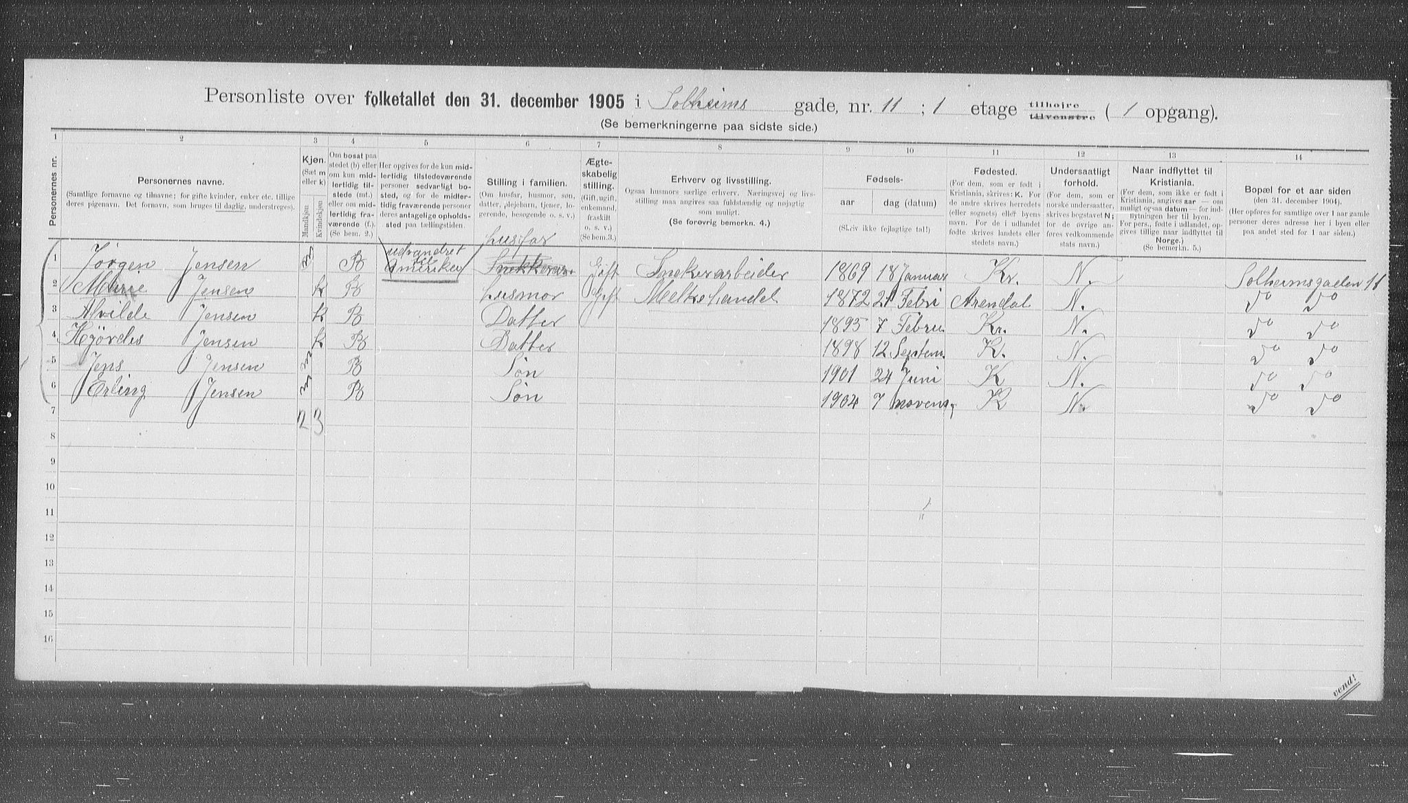 OBA, Municipal Census 1905 for Kristiania, 1905, p. 51688