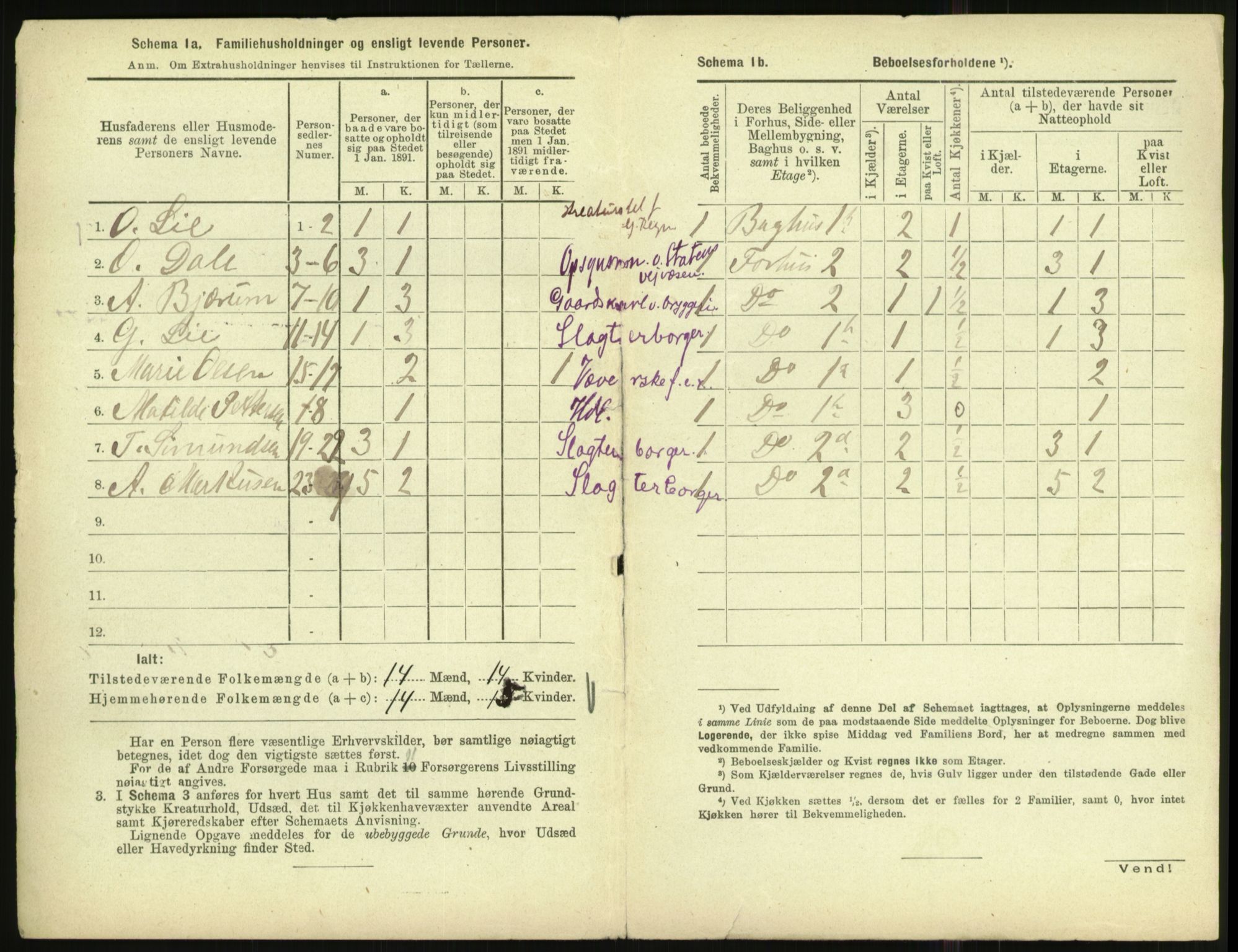 RA, 1891 census for 1001 Kristiansand, 1891, p. 1491