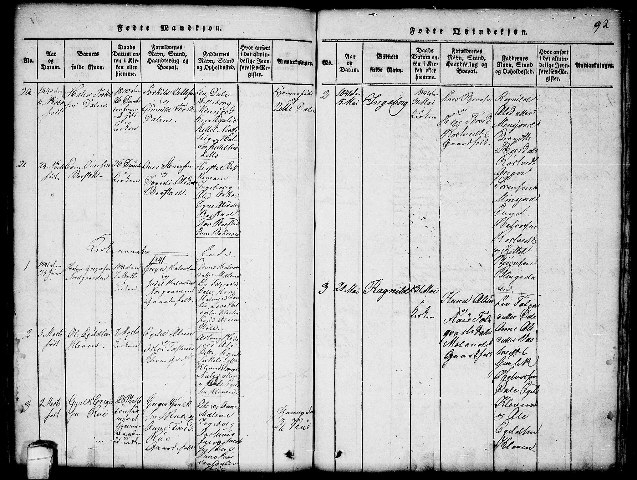 Seljord kirkebøker, SAKO/A-20/G/Gb/L0002: Parish register (copy) no. II 2, 1815-1854, p. 92