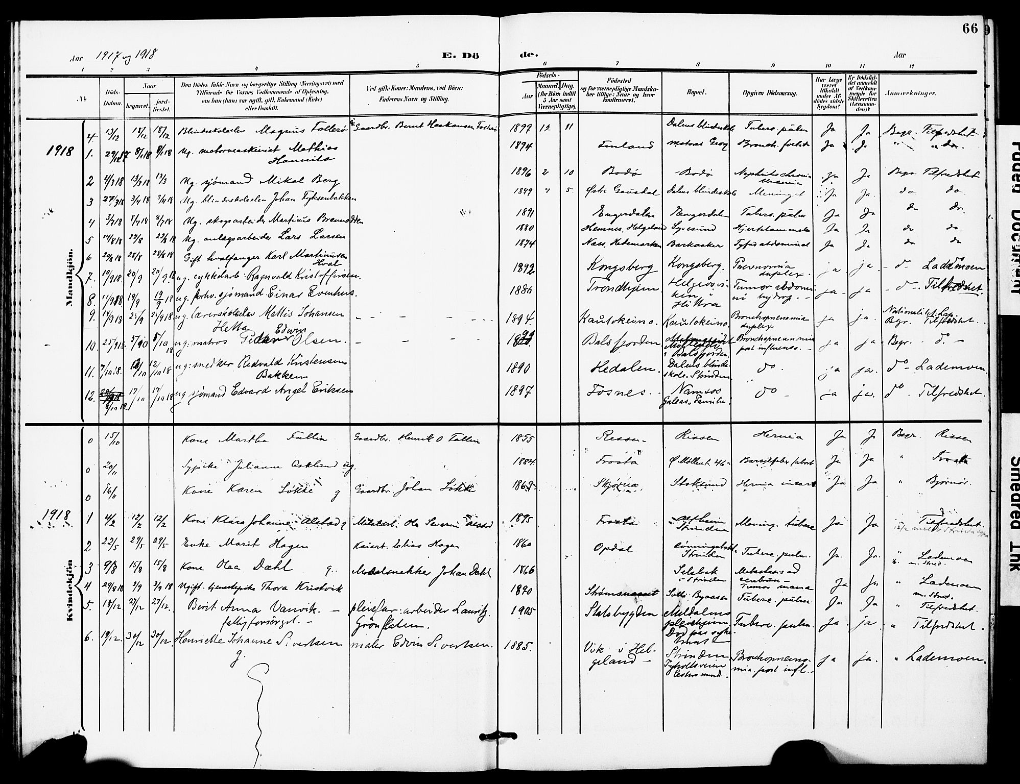 Ministerialprotokoller, klokkerbøker og fødselsregistre - Sør-Trøndelag, SAT/A-1456/628/L0483: Parish register (official) no. 628A01, 1902-1920, p. 66