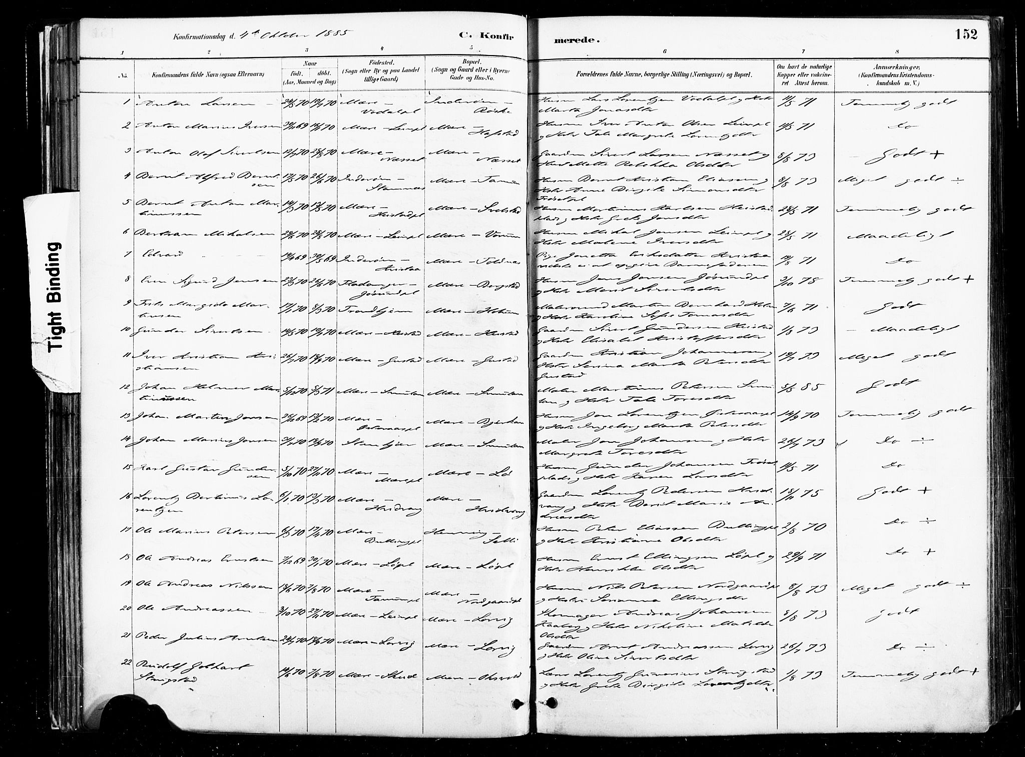 Ministerialprotokoller, klokkerbøker og fødselsregistre - Nord-Trøndelag, SAT/A-1458/735/L0351: Parish register (official) no. 735A10, 1884-1908, p. 152