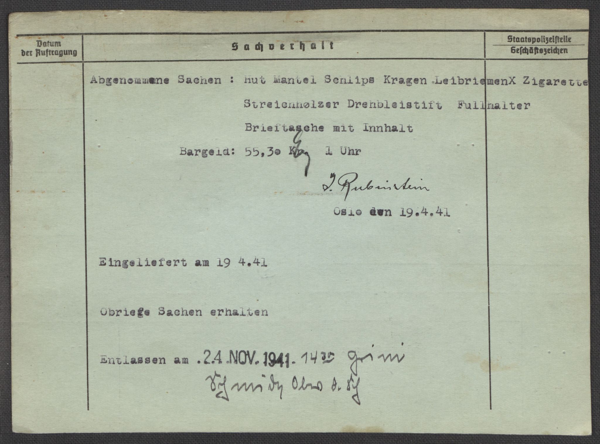 Befehlshaber der Sicherheitspolizei und des SD, RA/RAFA-5969/E/Ea/Eaa/L0009: Register over norske fanger i Møllergata 19: Ru-Sy, 1940-1945, p. 3