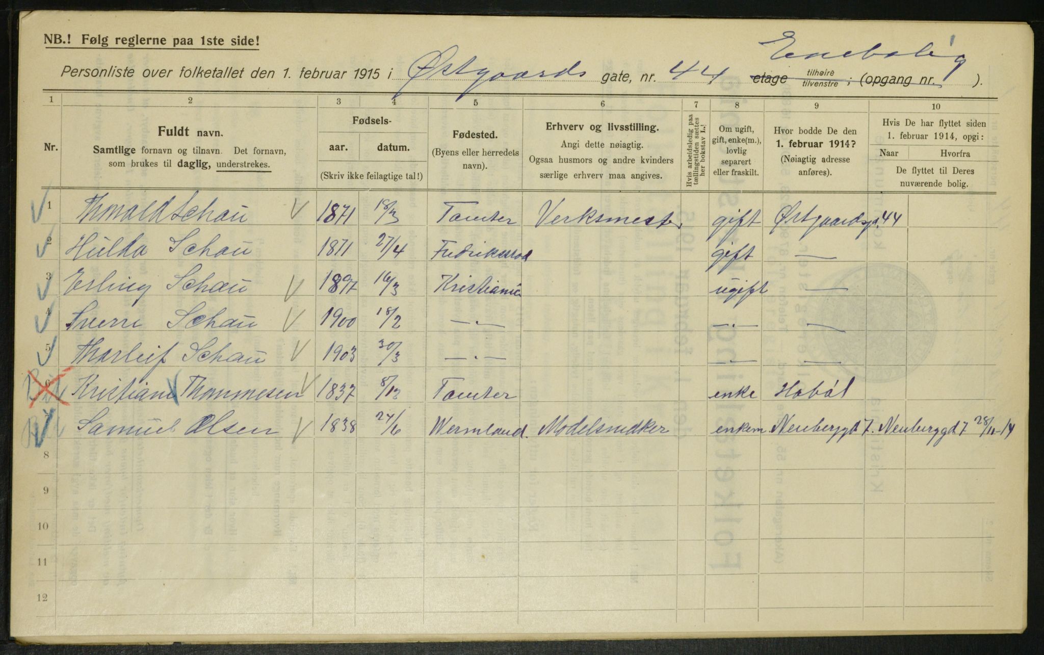 OBA, Municipal Census 1915 for Kristiania, 1915, p. 129977