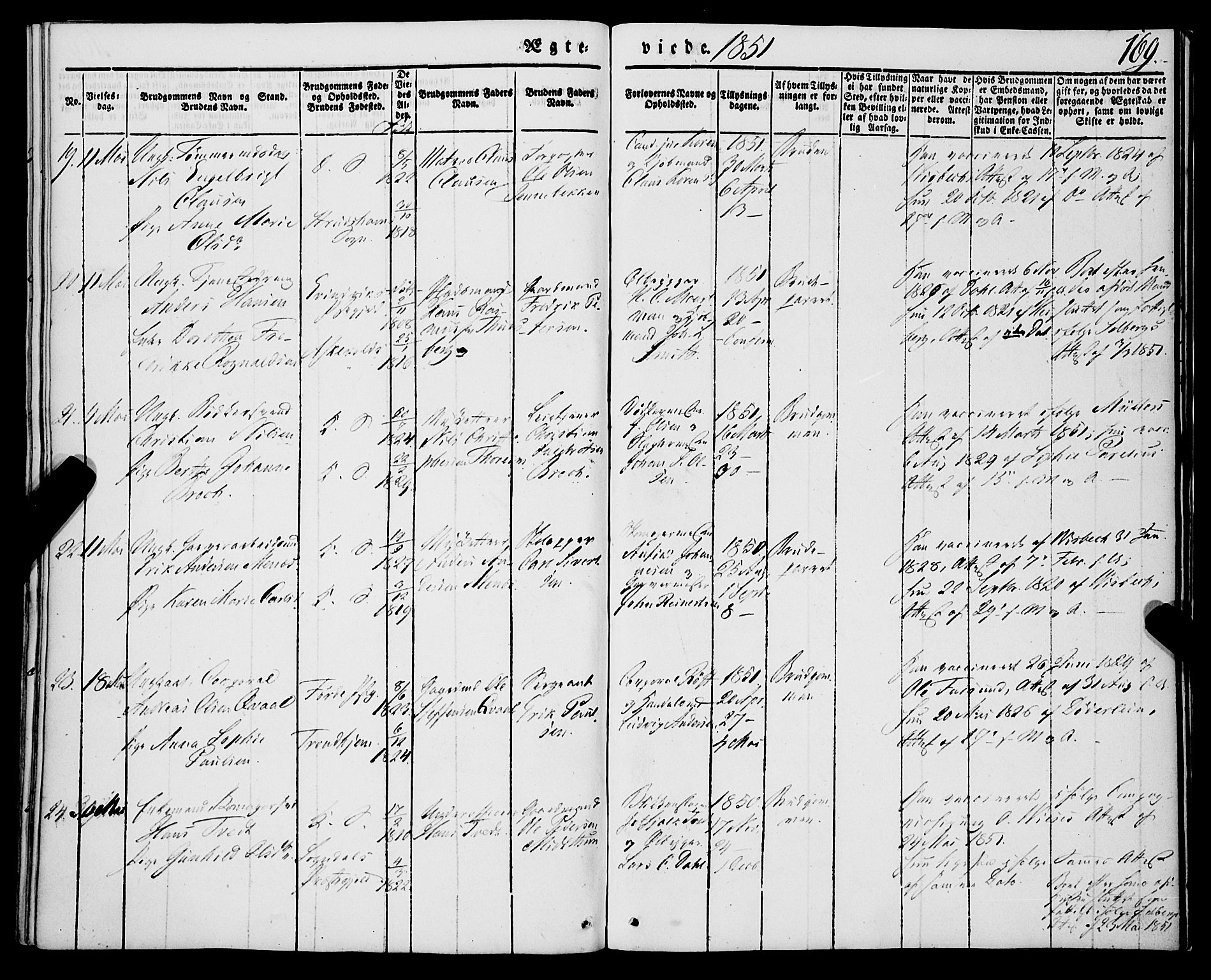 Korskirken sokneprestembete, AV/SAB-A-76101/H/Haa/L0034: Parish register (official) no. D 1, 1832-1852, p. 169