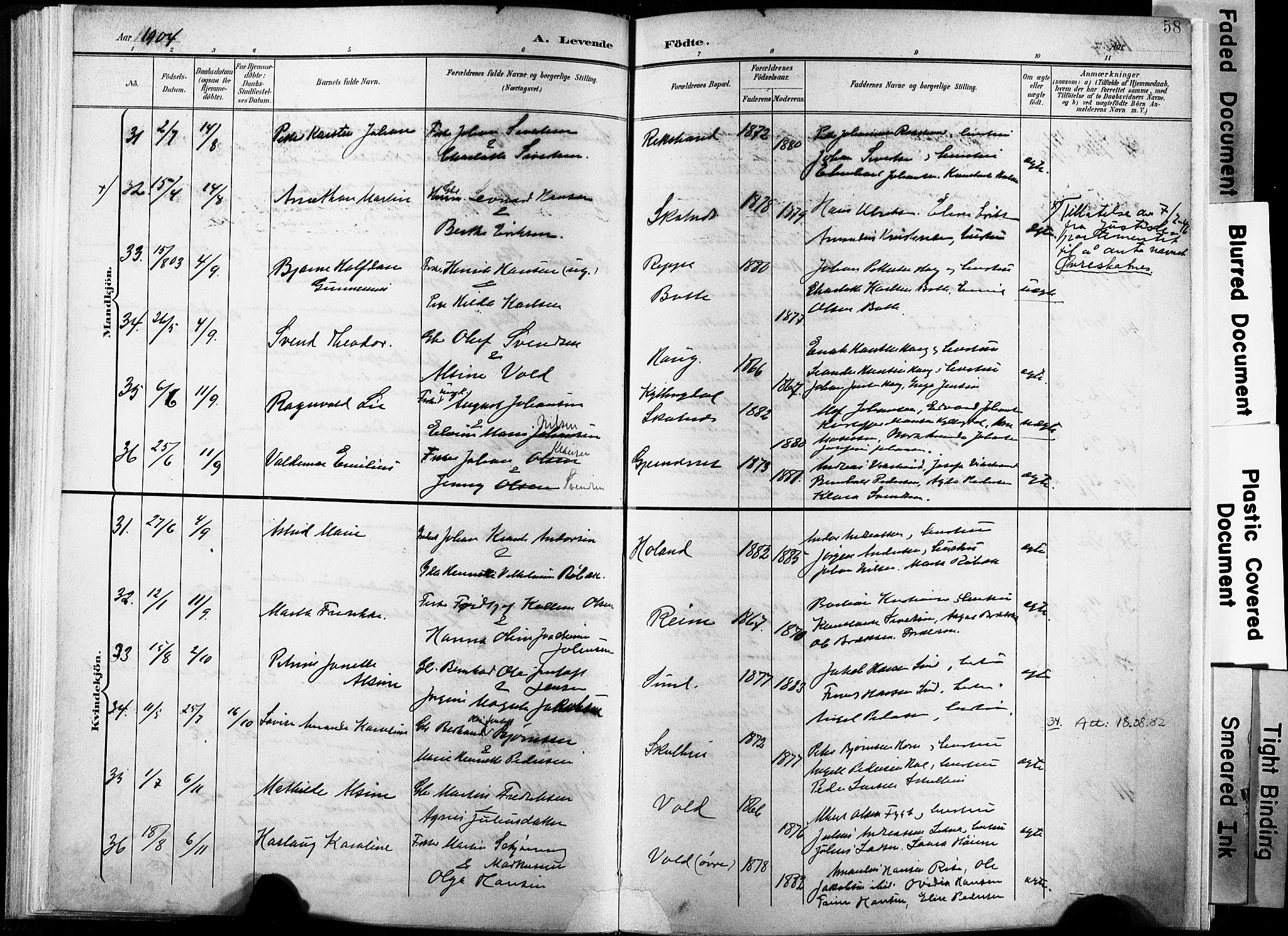 Ministerialprotokoller, klokkerbøker og fødselsregistre - Nordland, AV/SAT-A-1459/881/L1151: Parish register (official) no. 881A04, 1899-1907, p. 58