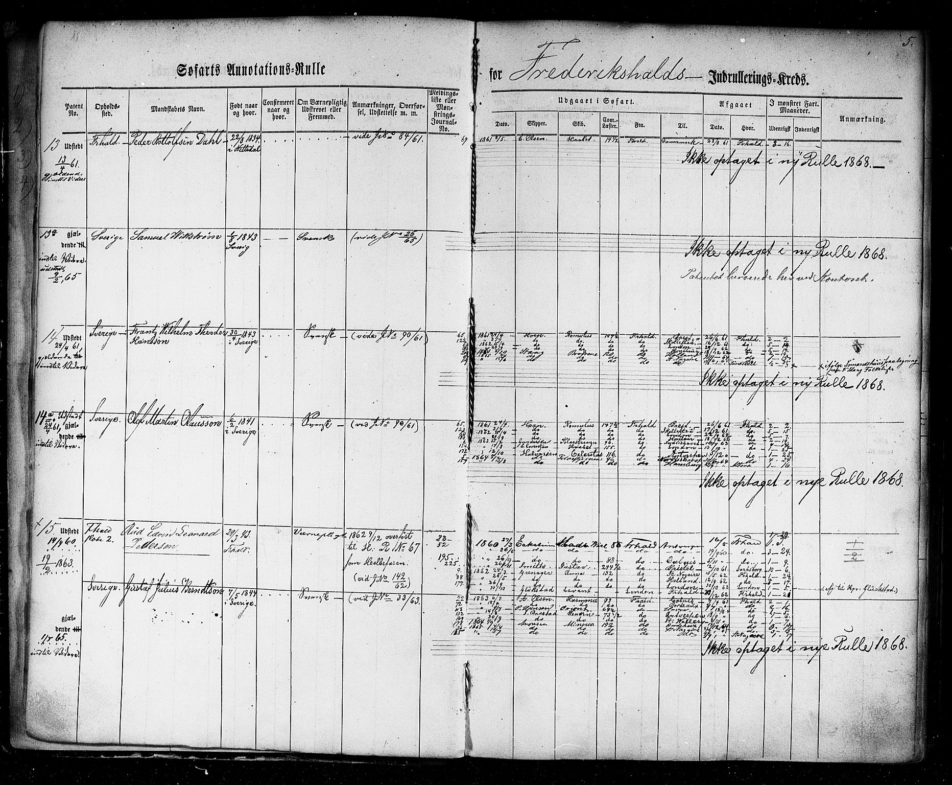 Halden mønstringskontor, AV/SAO-A-10569a/F/Fc/Fca/L0001: Annotasjonsrulle, 1860-1868, p. 7