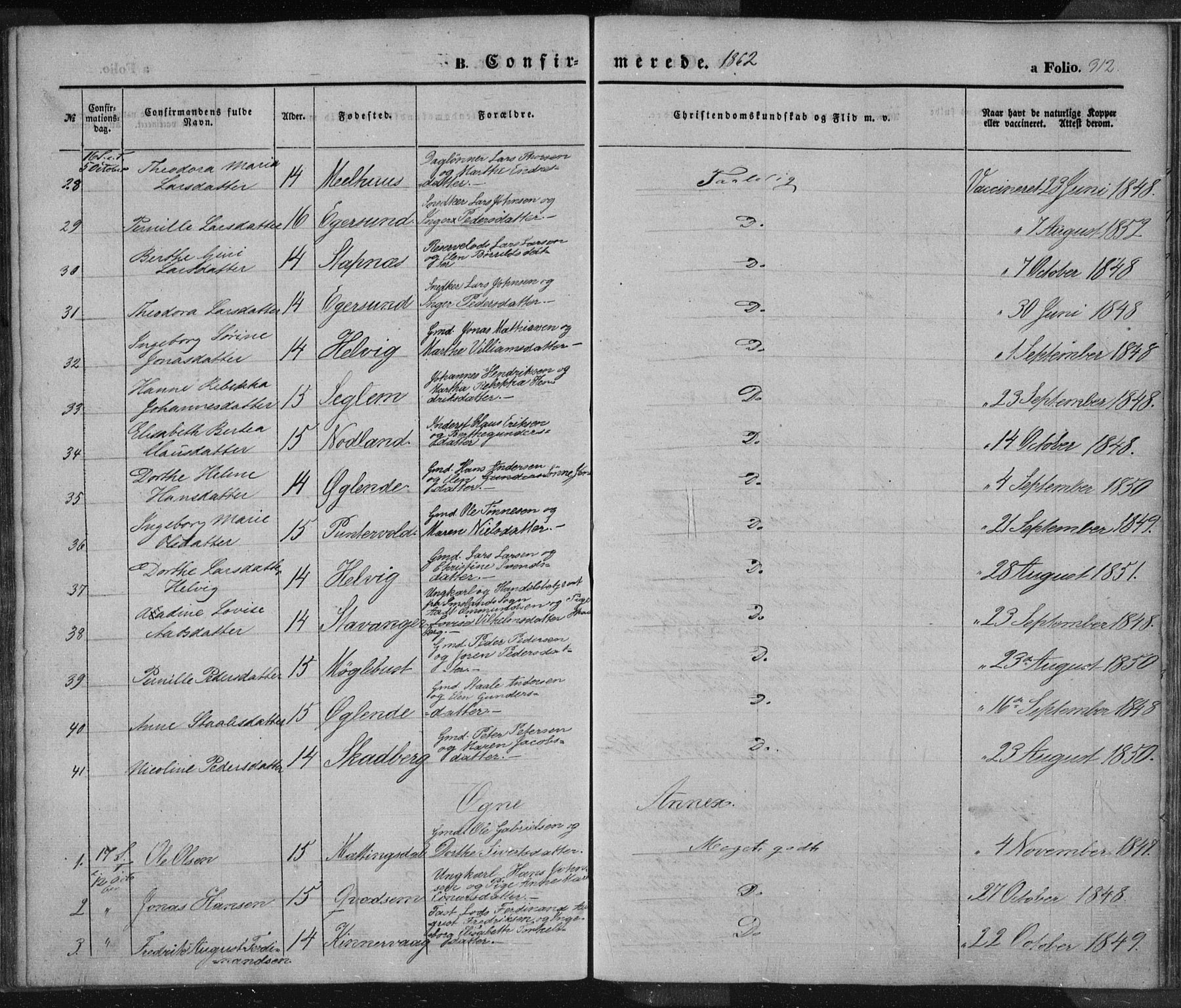 Eigersund sokneprestkontor, SAST/A-101807/S08/L0012: Parish register (official) no. A 12.1, 1850-1865, p. 312