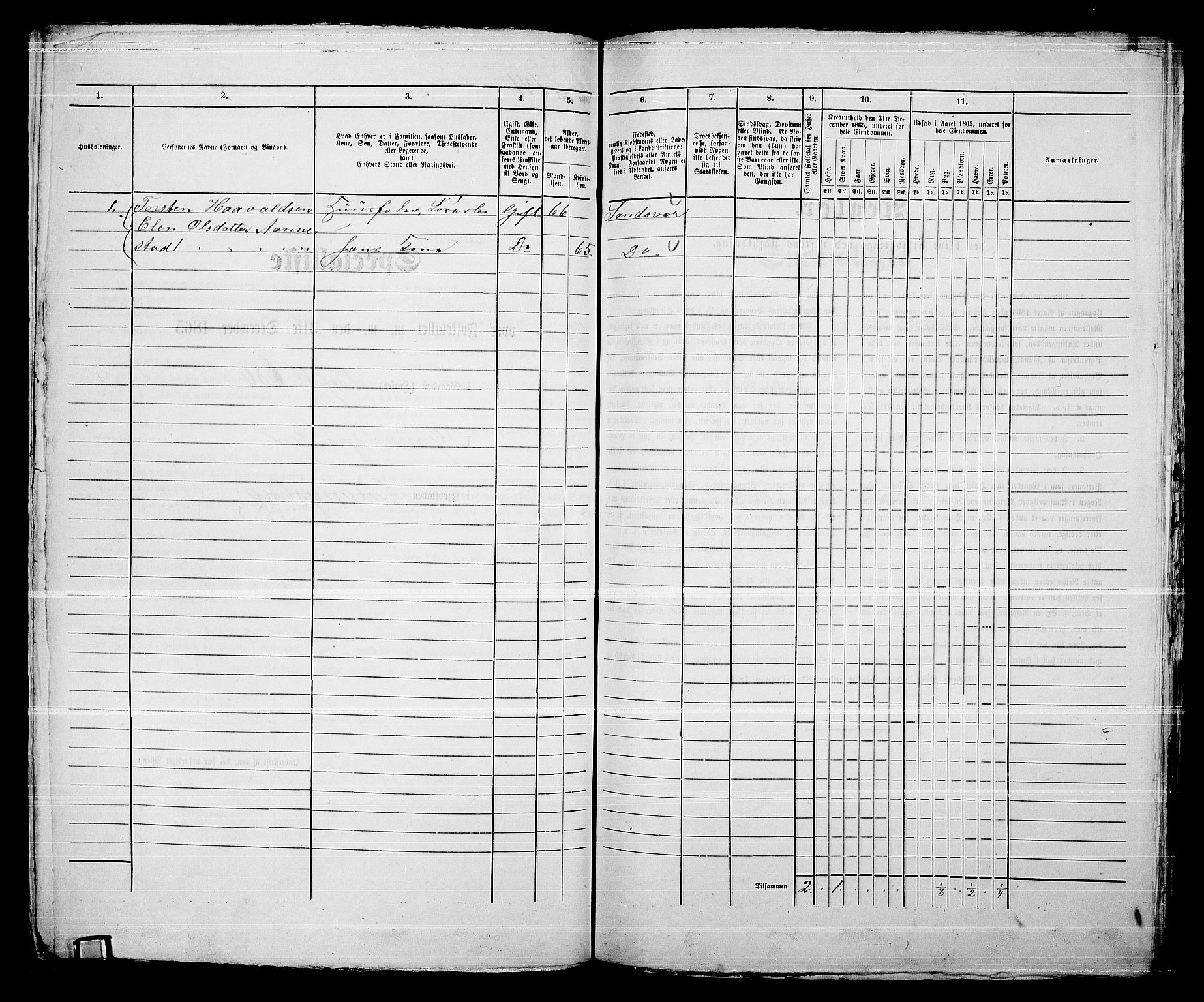 RA, 1865 census for Kongsberg/Kongsberg, 1865, p. 1305