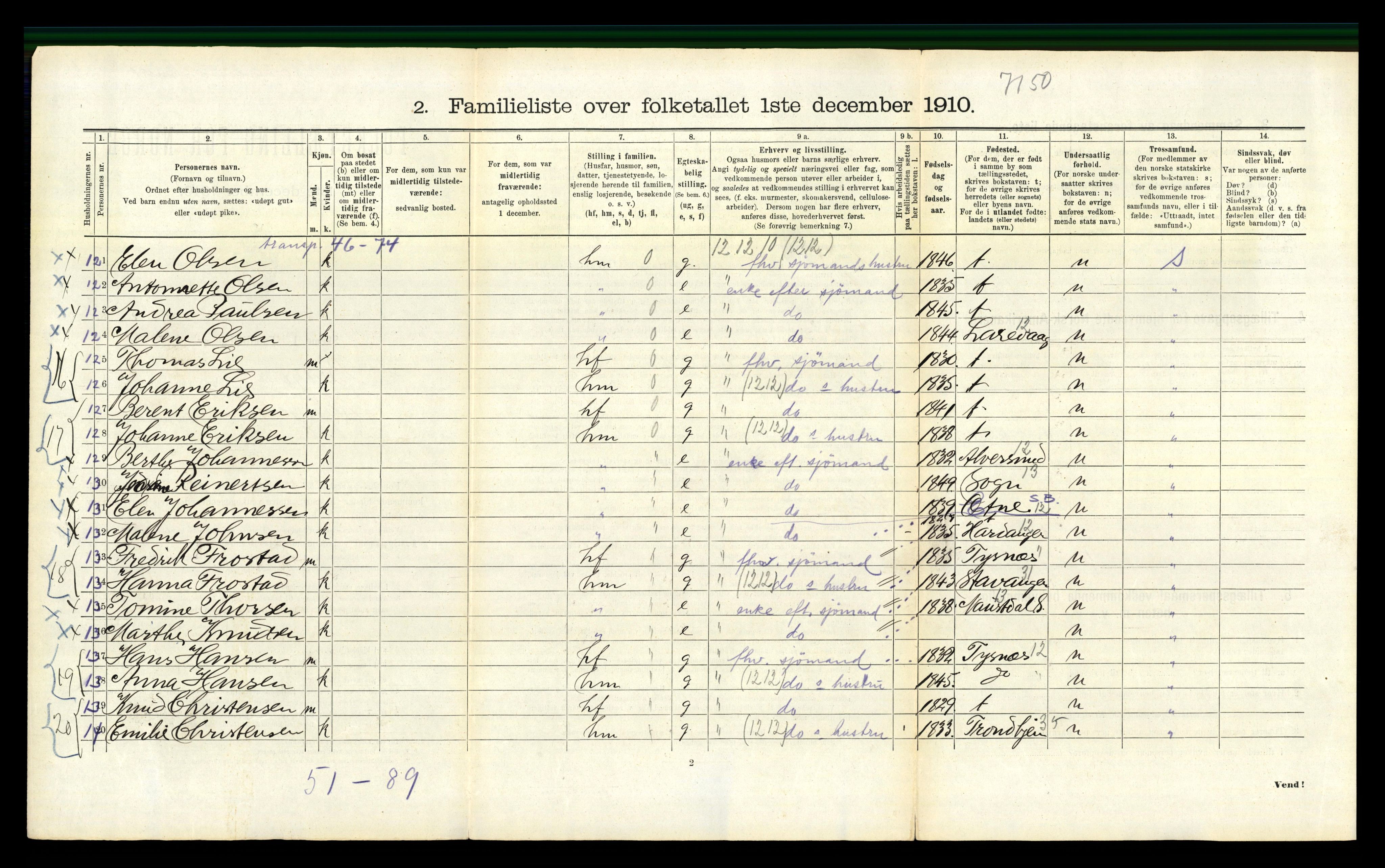 RA, 1910 census for Bergen, 1910, p. 10924