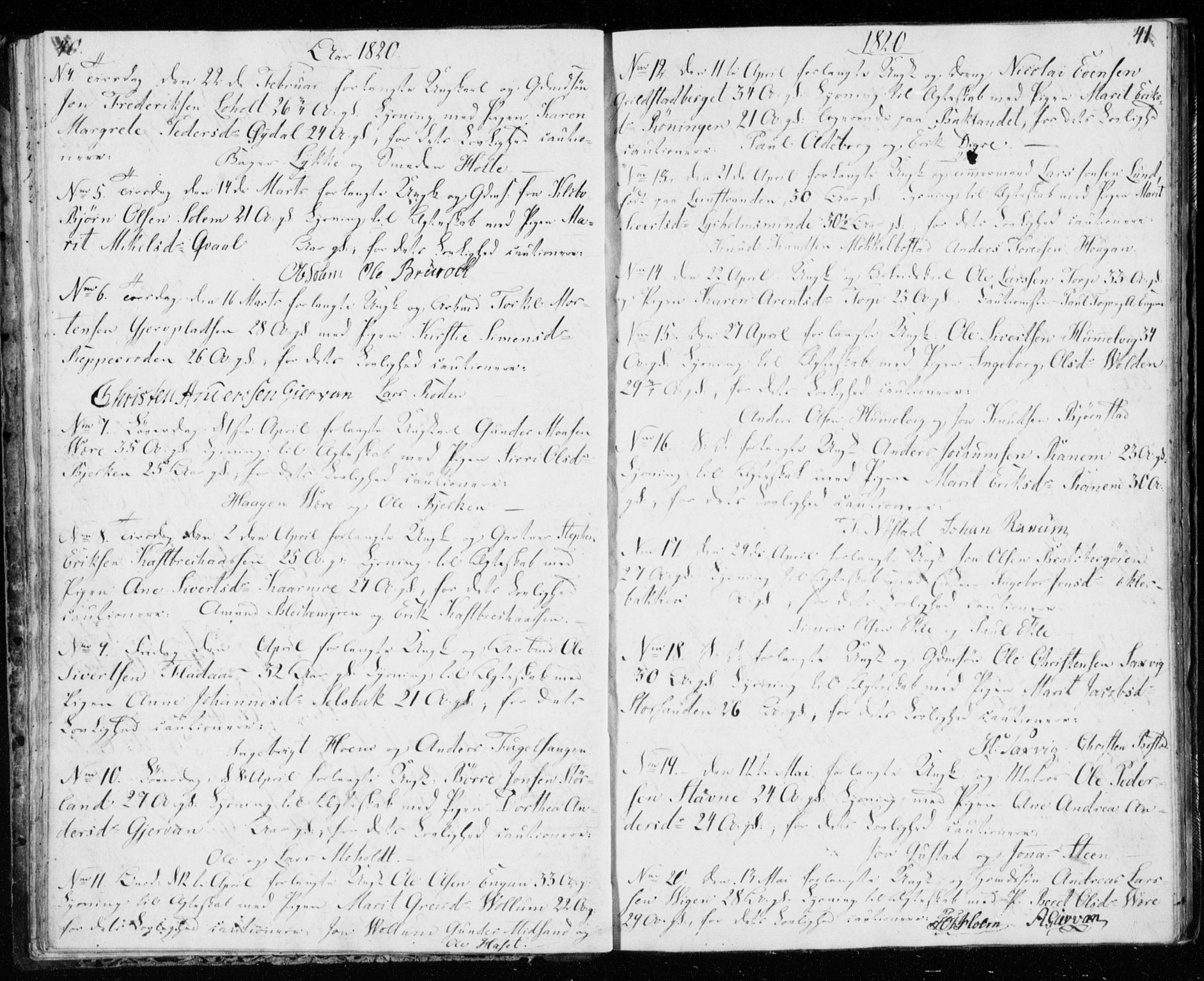 Ministerialprotokoller, klokkerbøker og fødselsregistre - Sør-Trøndelag, AV/SAT-A-1456/606/L0295: Banns register no. 606A10, 1815-1833, p. 40-41