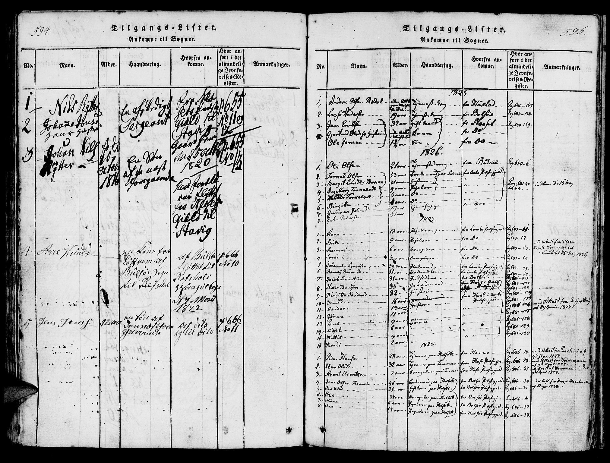 Ministerialprotokoller, klokkerbøker og fødselsregistre - Møre og Romsdal, SAT/A-1454/565/L0747: Parish register (official) no. 565A01, 1817-1844, p. 594-595