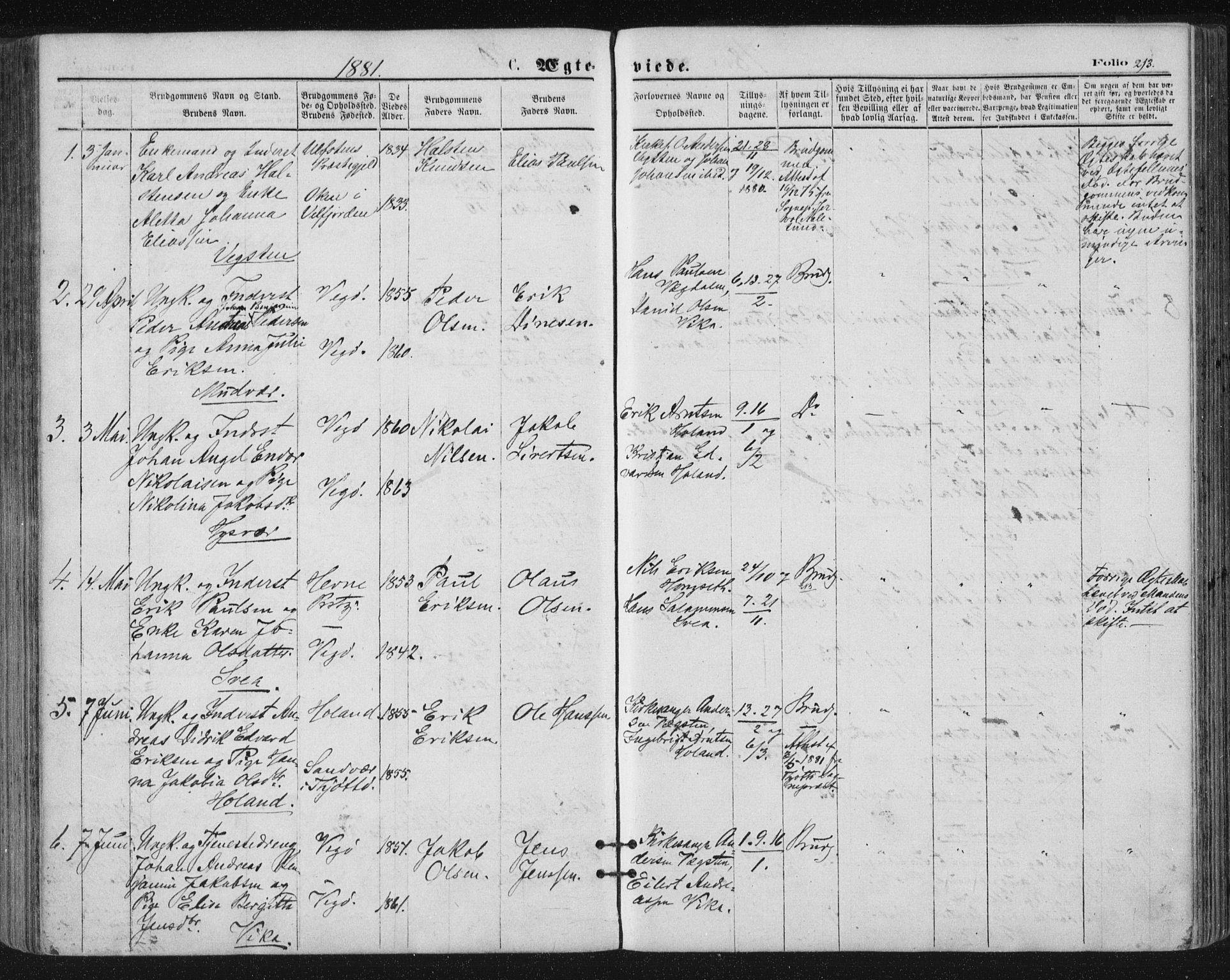 Ministerialprotokoller, klokkerbøker og fødselsregistre - Nordland, SAT/A-1459/816/L0241: Parish register (official) no. 816A07, 1870-1885, p. 213