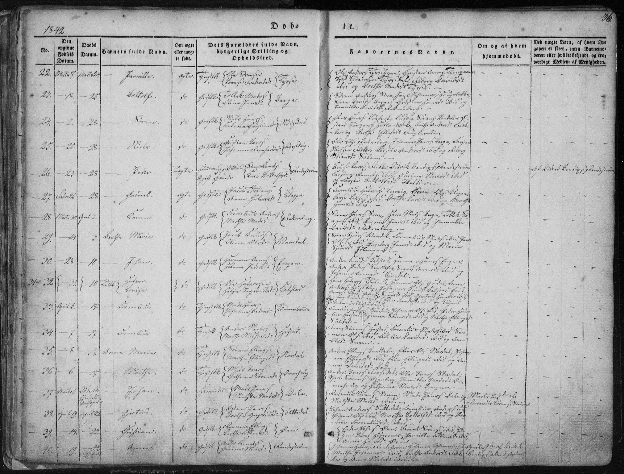 Fjaler sokneprestembete, AV/SAB-A-79801/H/Haa/Haaa/L0006: Parish register (official) no. A 6, 1835-1884, p. 36