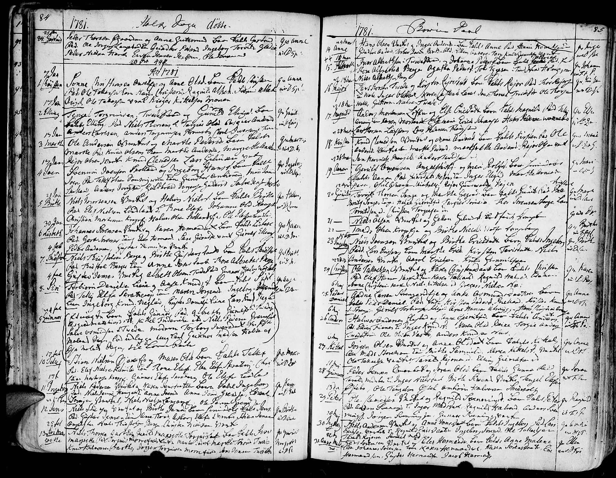 Holt sokneprestkontor, AV/SAK-1111-0021/F/Fa/L0003: Parish register (official) no. A 3, 1765-1798, p. 84-85