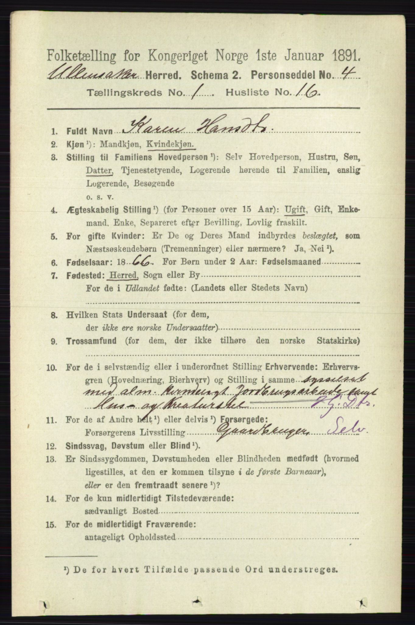 RA, 1891 census for 0235 Ullensaker, 1891, p. 239
