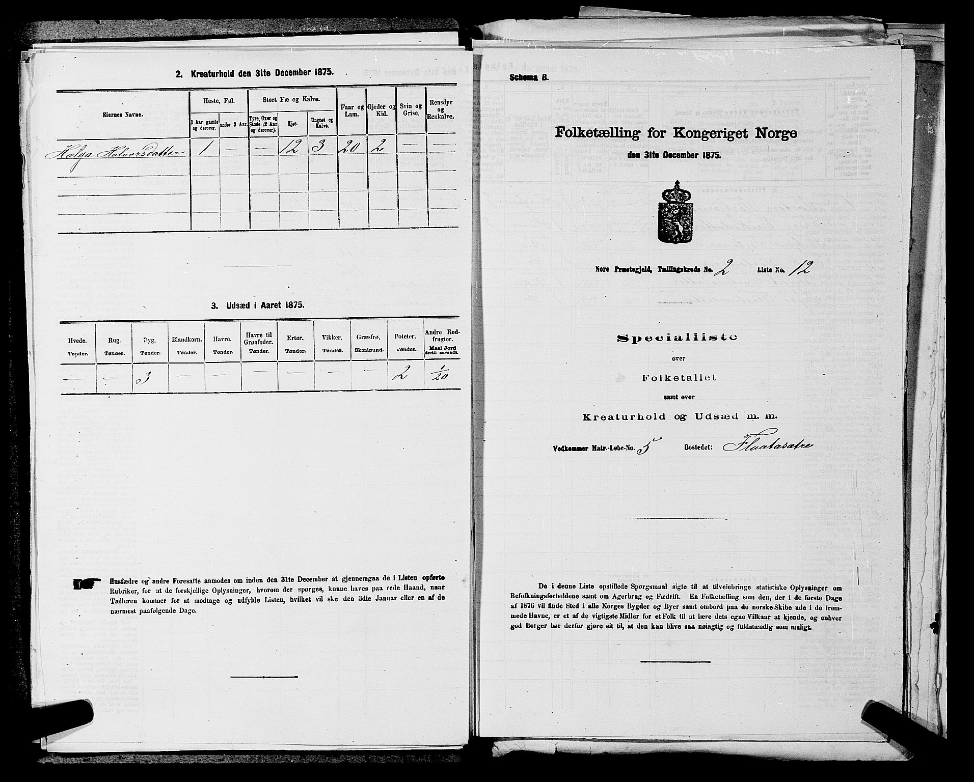 SAKO, 1875 census for 0633P Nore, 1875, p. 307