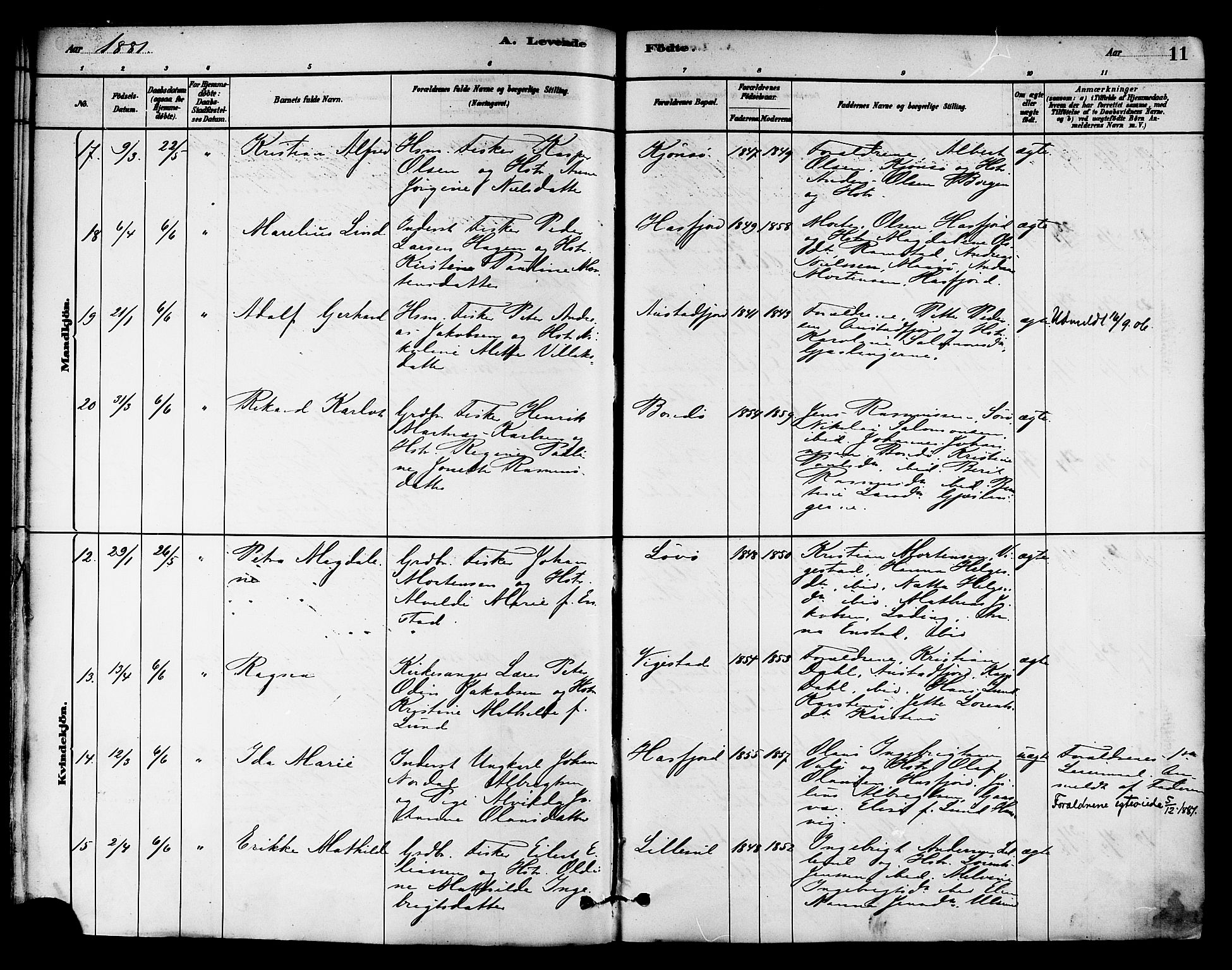 Ministerialprotokoller, klokkerbøker og fødselsregistre - Nord-Trøndelag, AV/SAT-A-1458/786/L0686: Parish register (official) no. 786A02, 1880-1887, p. 11