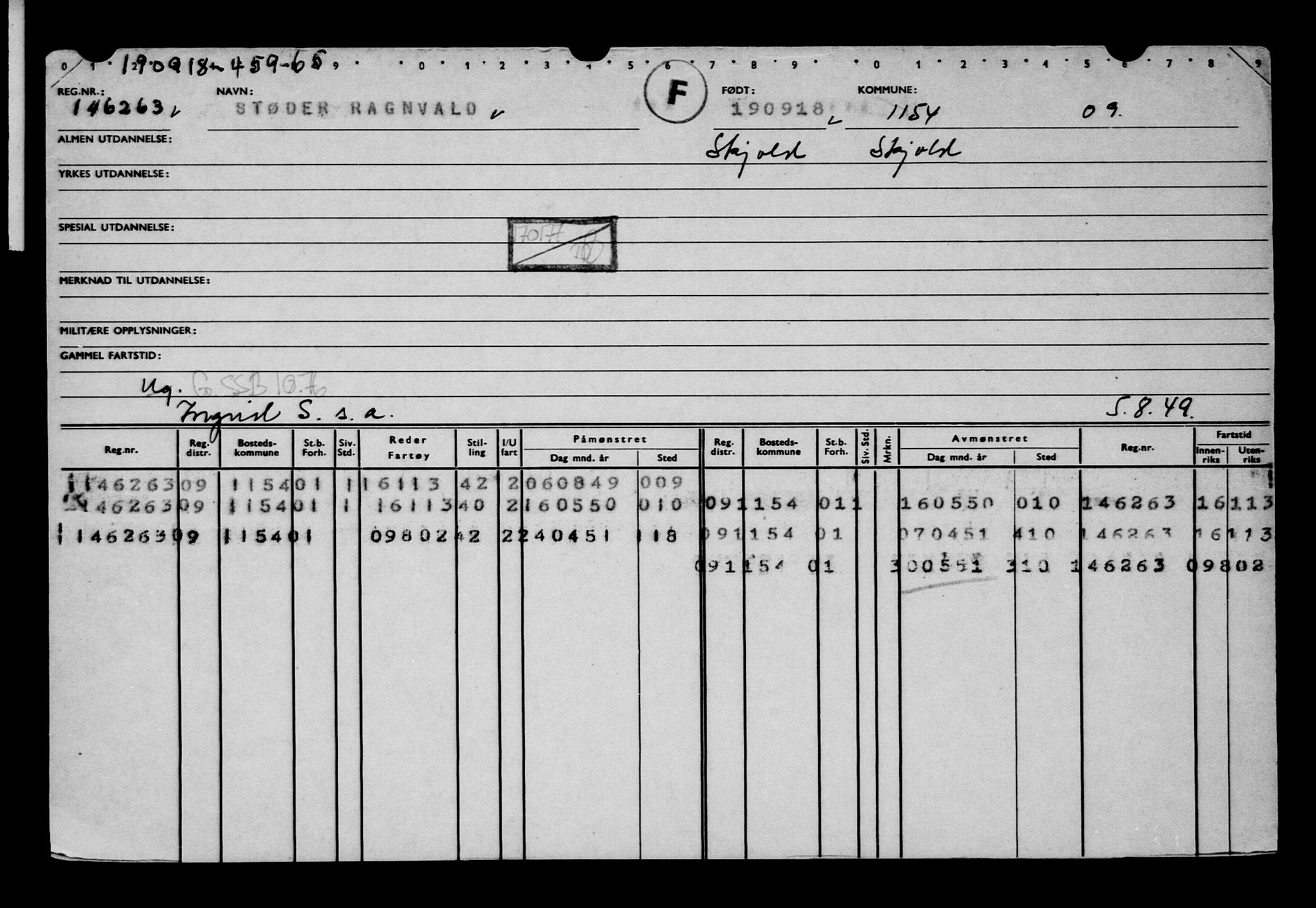 Direktoratet for sjømenn, AV/RA-S-3545/G/Gb/L0162: Hovedkort, 1918, p. 447