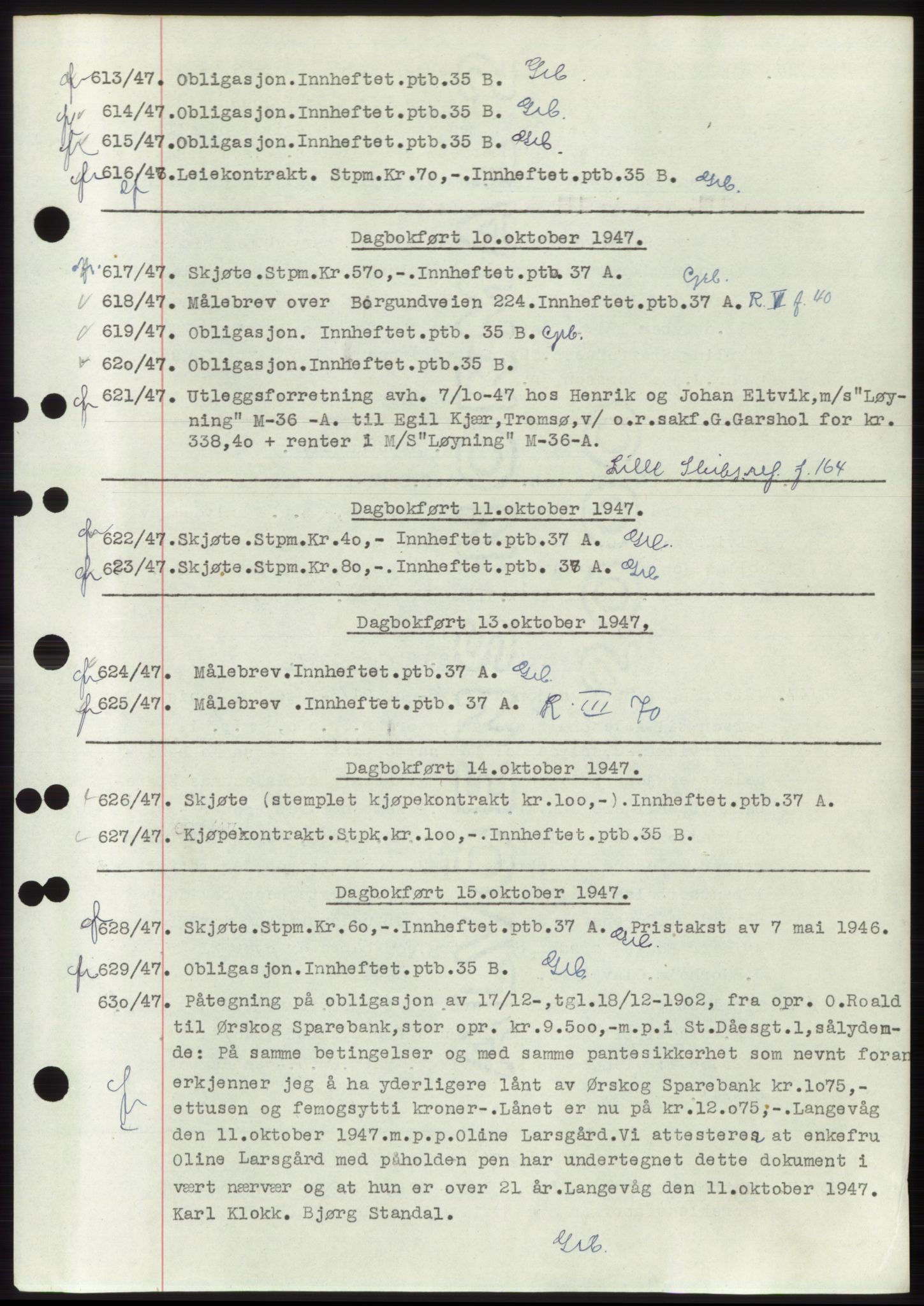 Ålesund byfogd, AV/SAT-A-4384: Mortgage book no. C34-35, 1946-1950, Diary no: : 613/1947