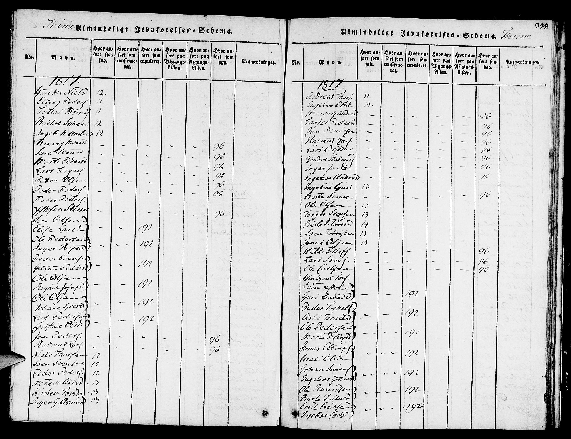 Lye sokneprestkontor, SAST/A-101794/001/30BB/L0001: Parish register (copy) no. B 1 /1, 1816-1826, p. 338