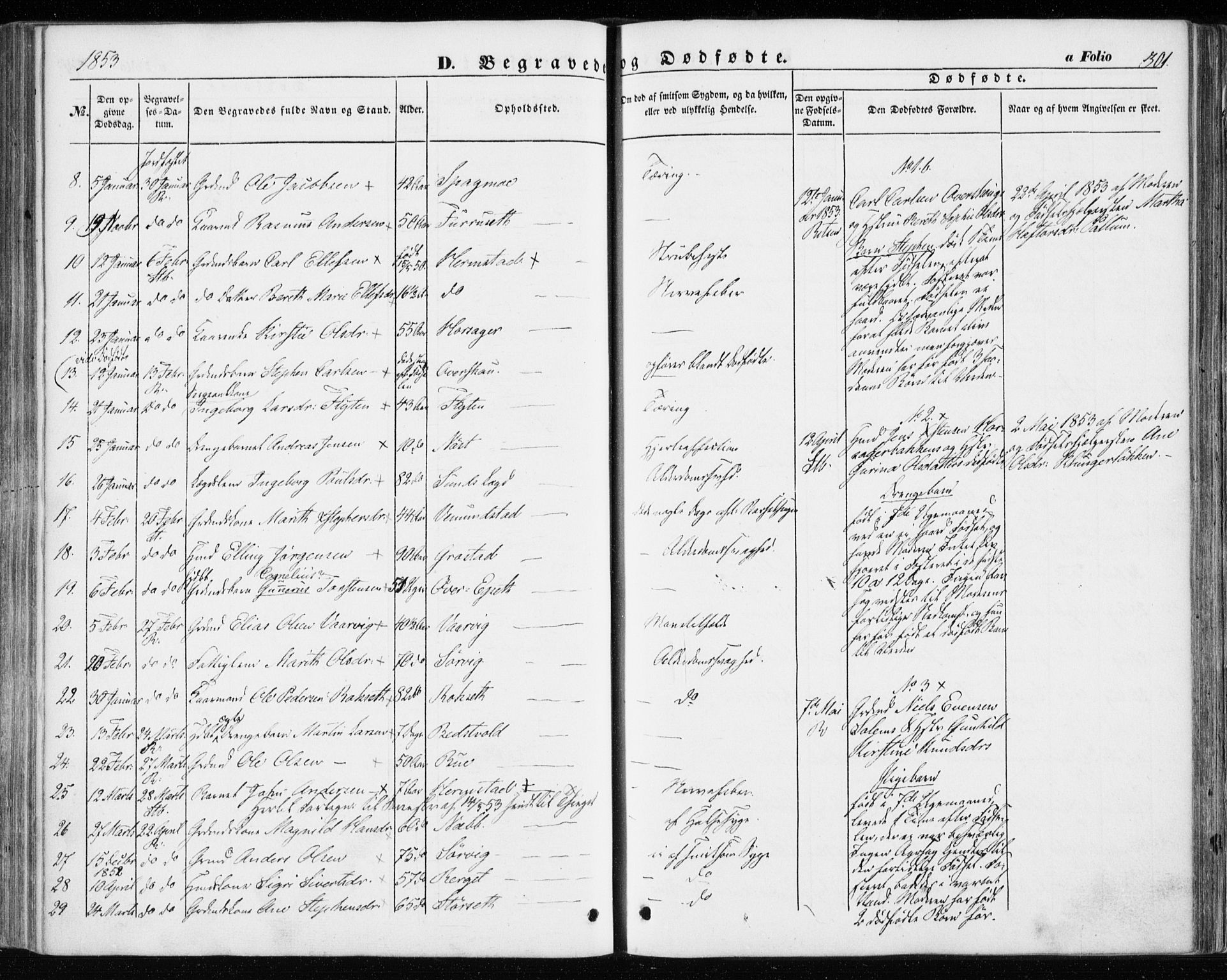 Ministerialprotokoller, klokkerbøker og fødselsregistre - Sør-Trøndelag, SAT/A-1456/646/L0611: Parish register (official) no. 646A09, 1848-1857, p. 301