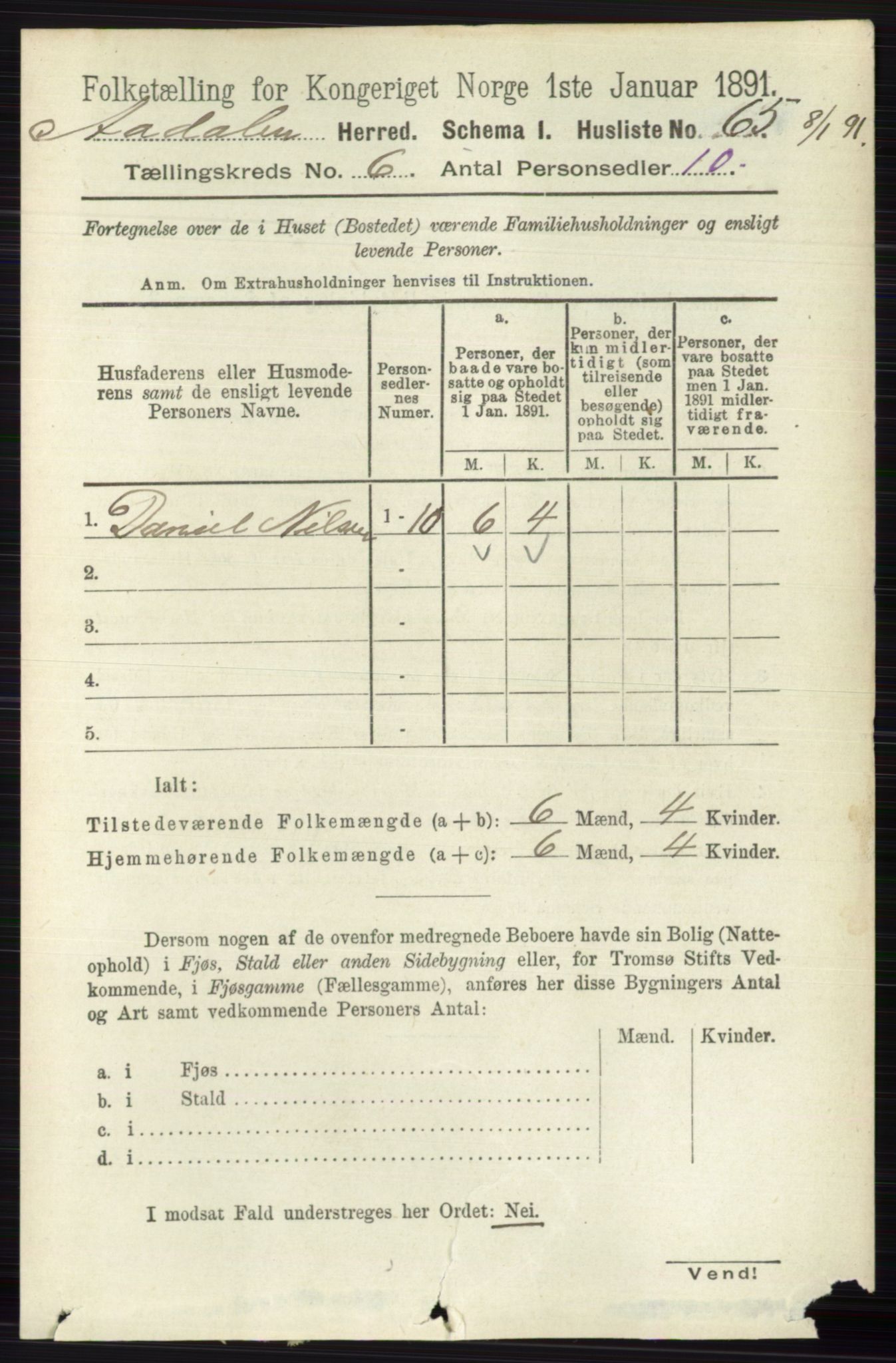 RA, 1891 census for 0614 Ådal, 1891, p. 2604