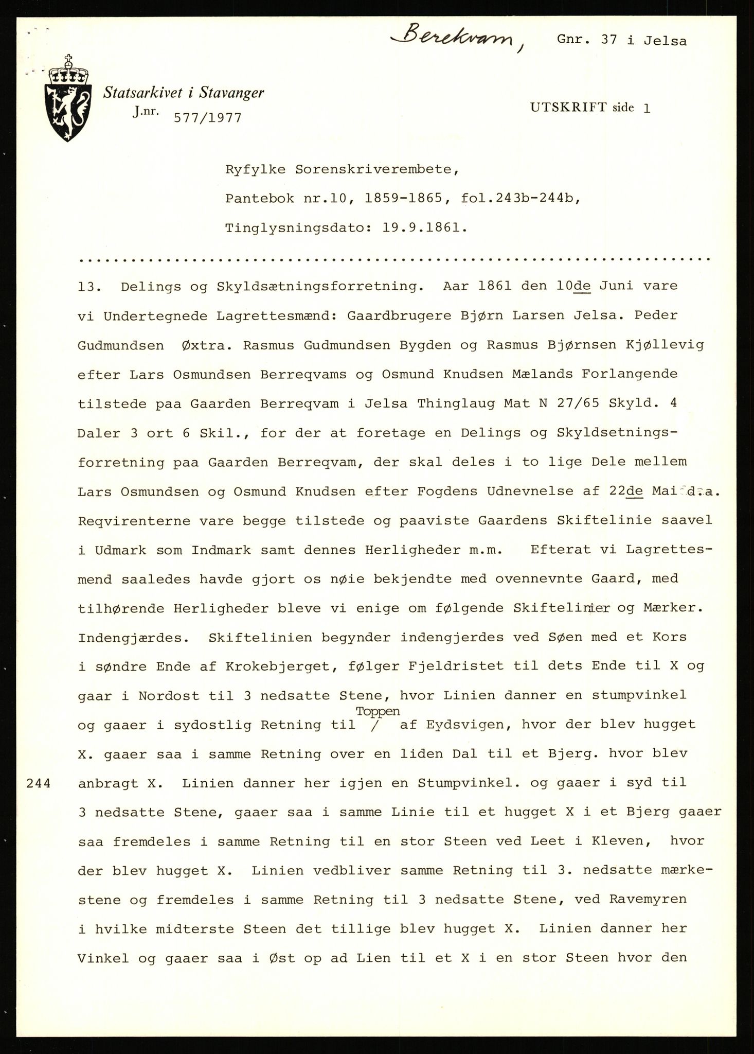 Statsarkivet i Stavanger, AV/SAST-A-101971/03/Y/Yj/L0007: Avskrifter sortert etter gårdsnavn: Berekvam - Birkeland, 1750-1930, p. 18