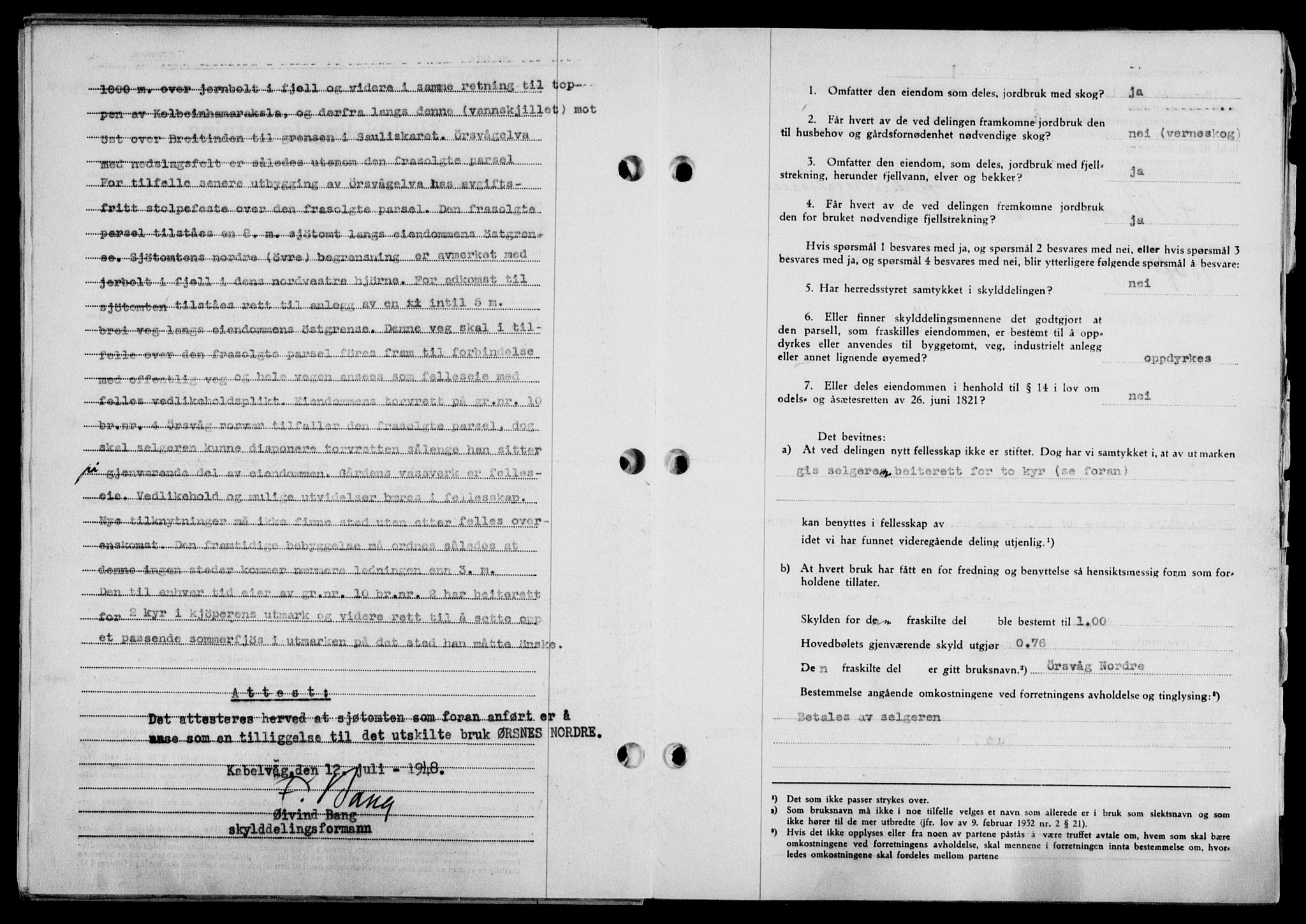 Lofoten sorenskriveri, SAT/A-0017/1/2/2C/L0018a: Mortgage book no. 18a, 1948-1948, Diary no: : 1524/1948