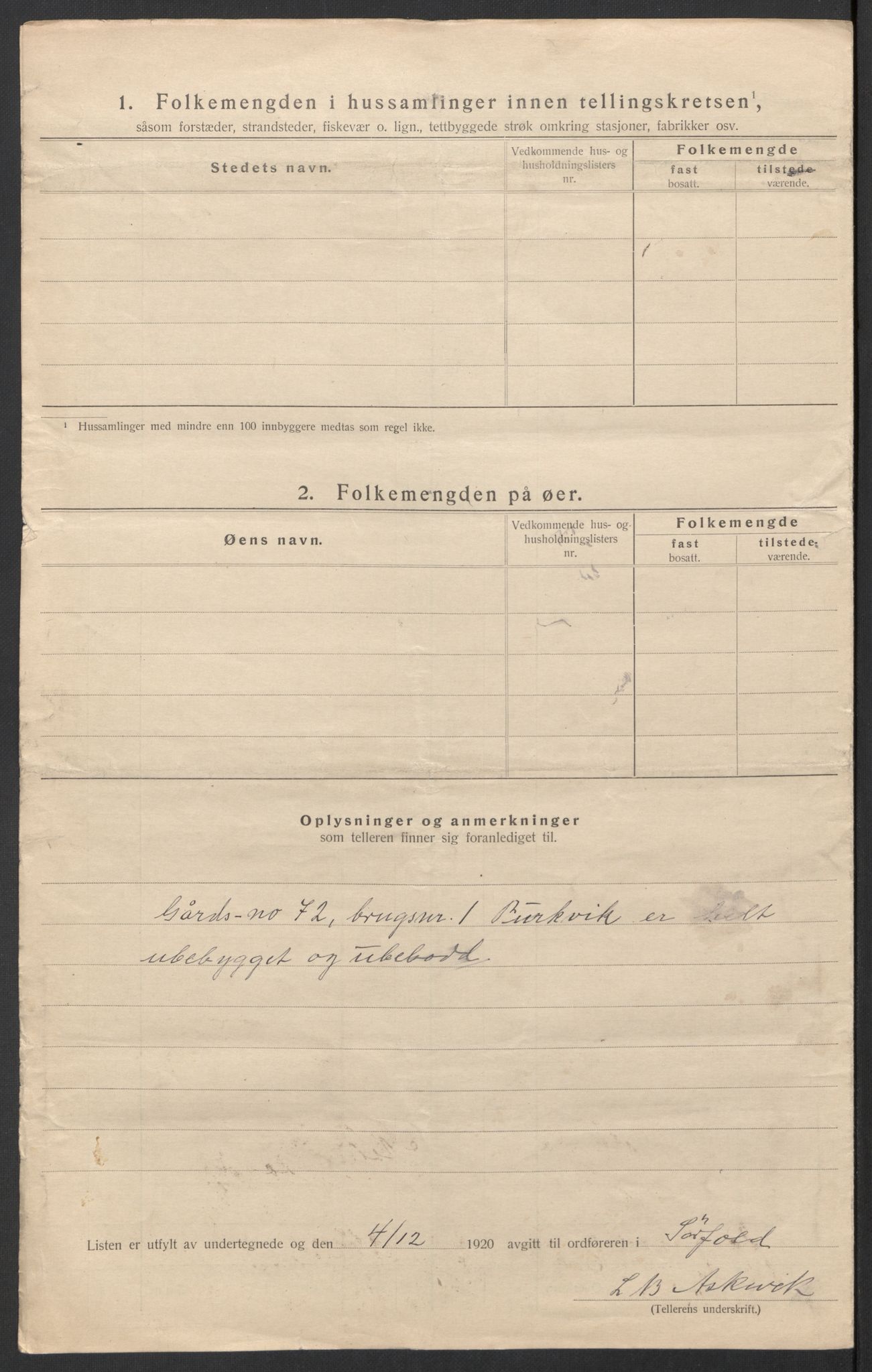 SAT, 1920 census for Sørfold, 1920, p. 41