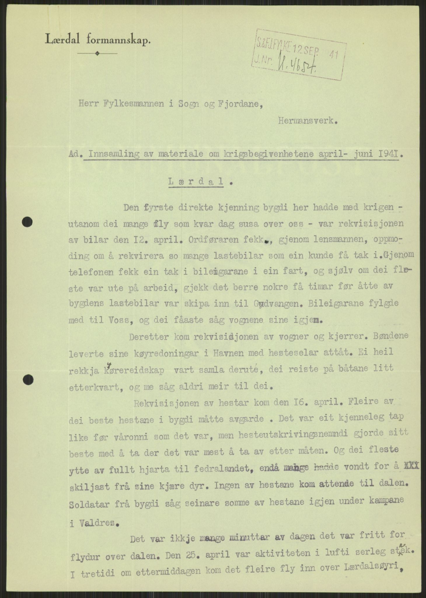 Forsvaret, Forsvarets krigshistoriske avdeling, RA/RAFA-2017/Y/Ya/L0015: II-C-11-31 - Fylkesmenn.  Rapporter om krigsbegivenhetene 1940., 1940, p. 560