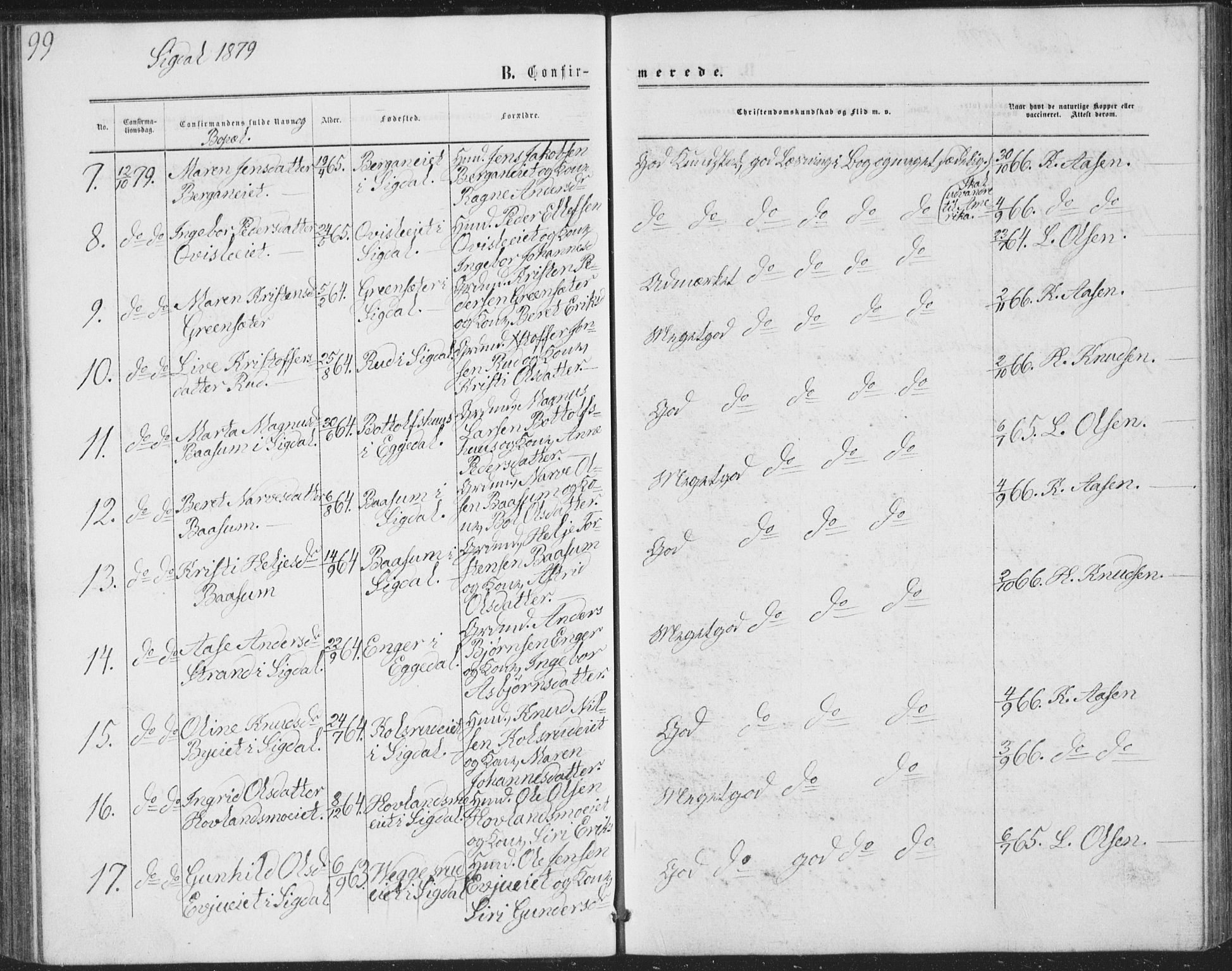 Sigdal kirkebøker, AV/SAKO-A-245/G/Ga/L0004: Parish register (copy) no. I 4, 1879-1885, p. 99