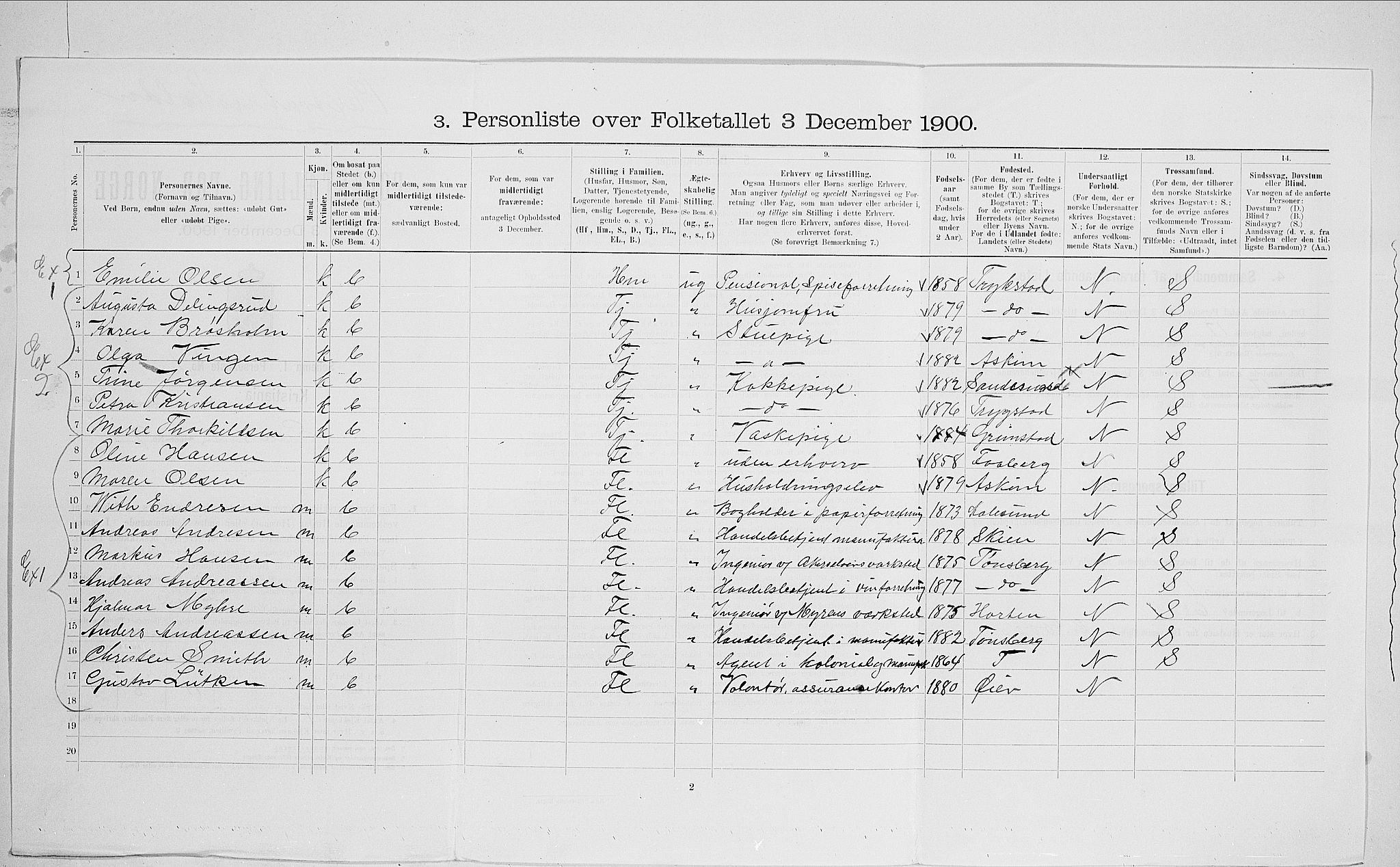 SAO, 1900 census for Kristiania, 1900, p. 71146