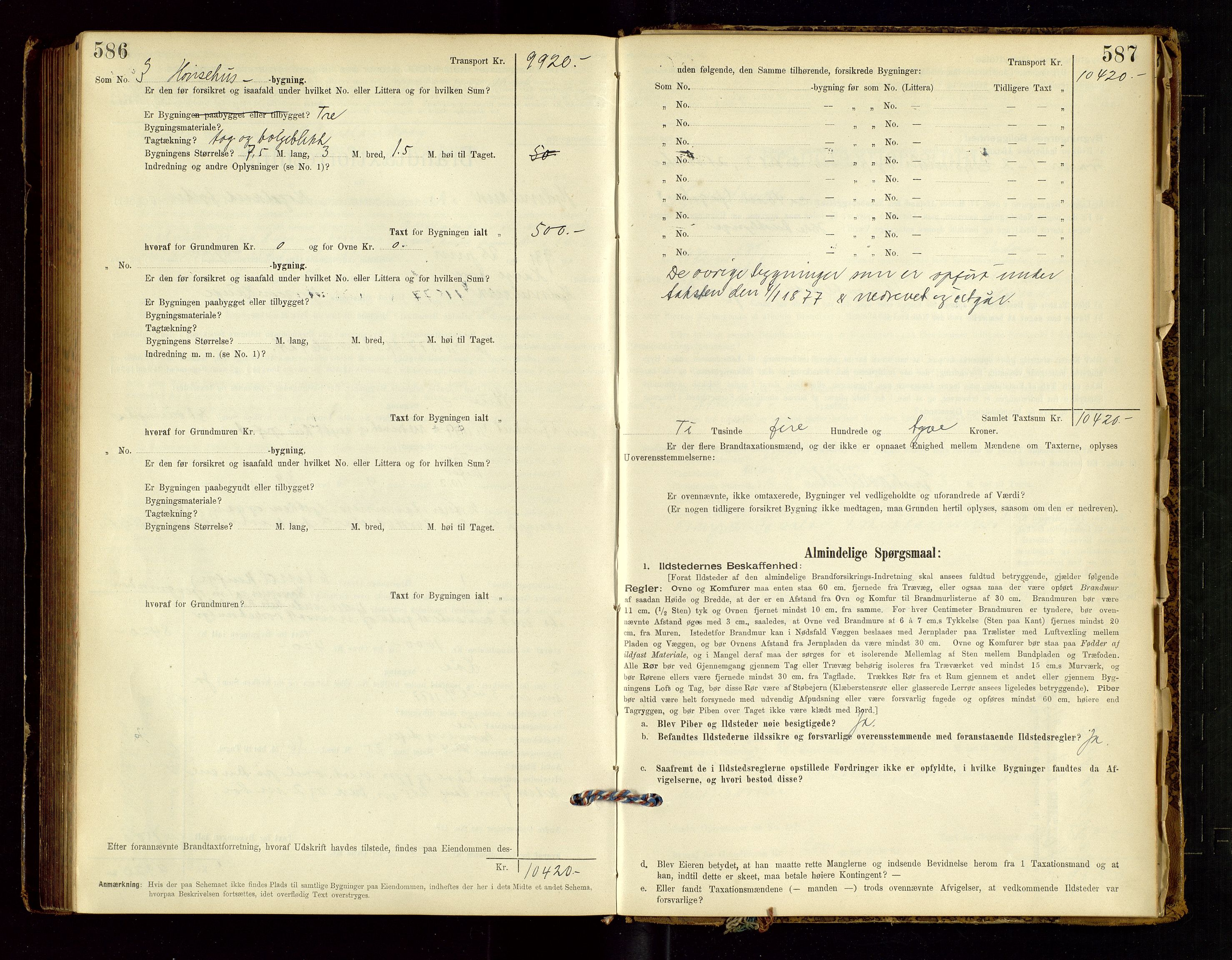 Hjelmeland lensmannskontor, AV/SAST-A-100439/Gob/L0001: "Brandtaxationsprotokol", 1895-1932, p. 586-587