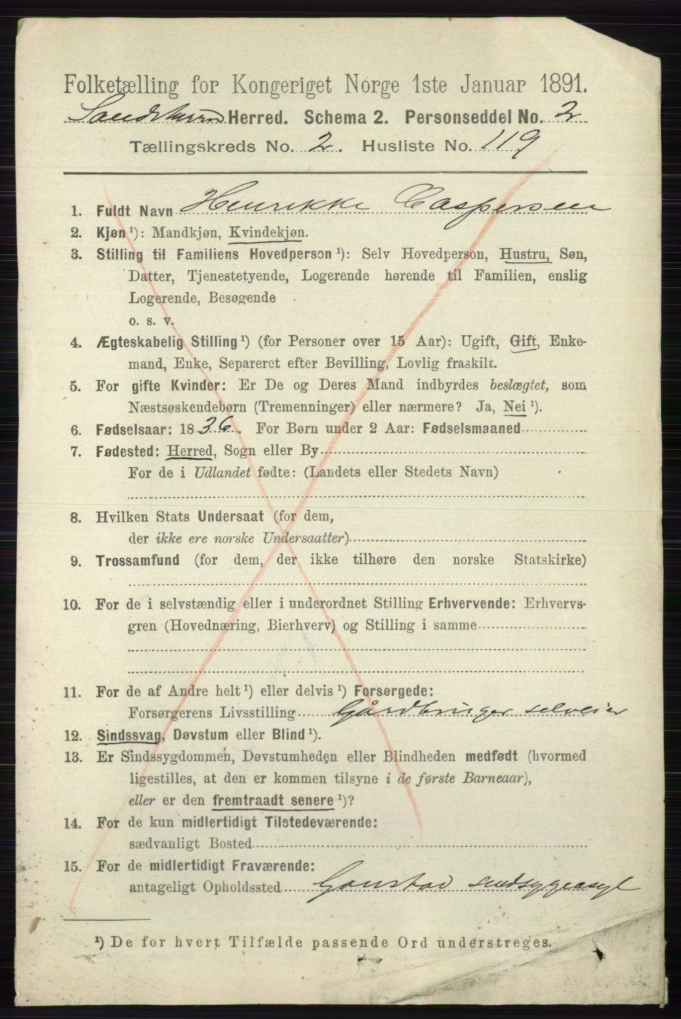 RA, 1891 census for 0724 Sandeherred, 1891, p. 1922