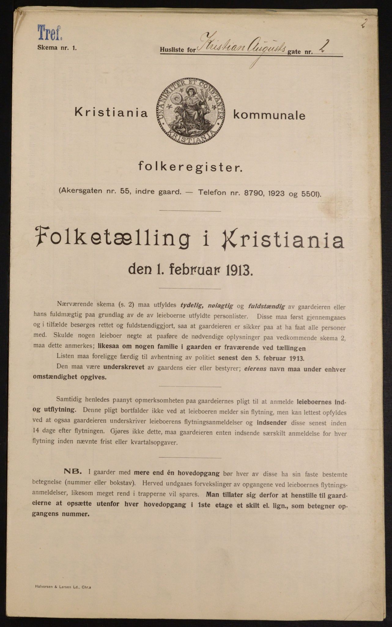 OBA, Municipal Census 1913 for Kristiania, 1913, p. 53650