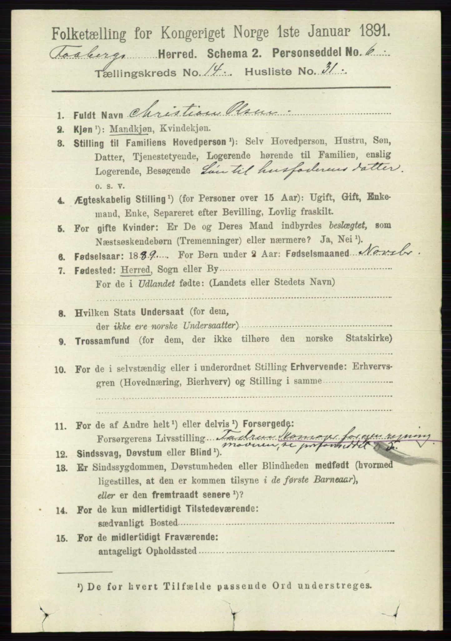 RA, 1891 census for 0524 Fåberg, 1891, p. 5819