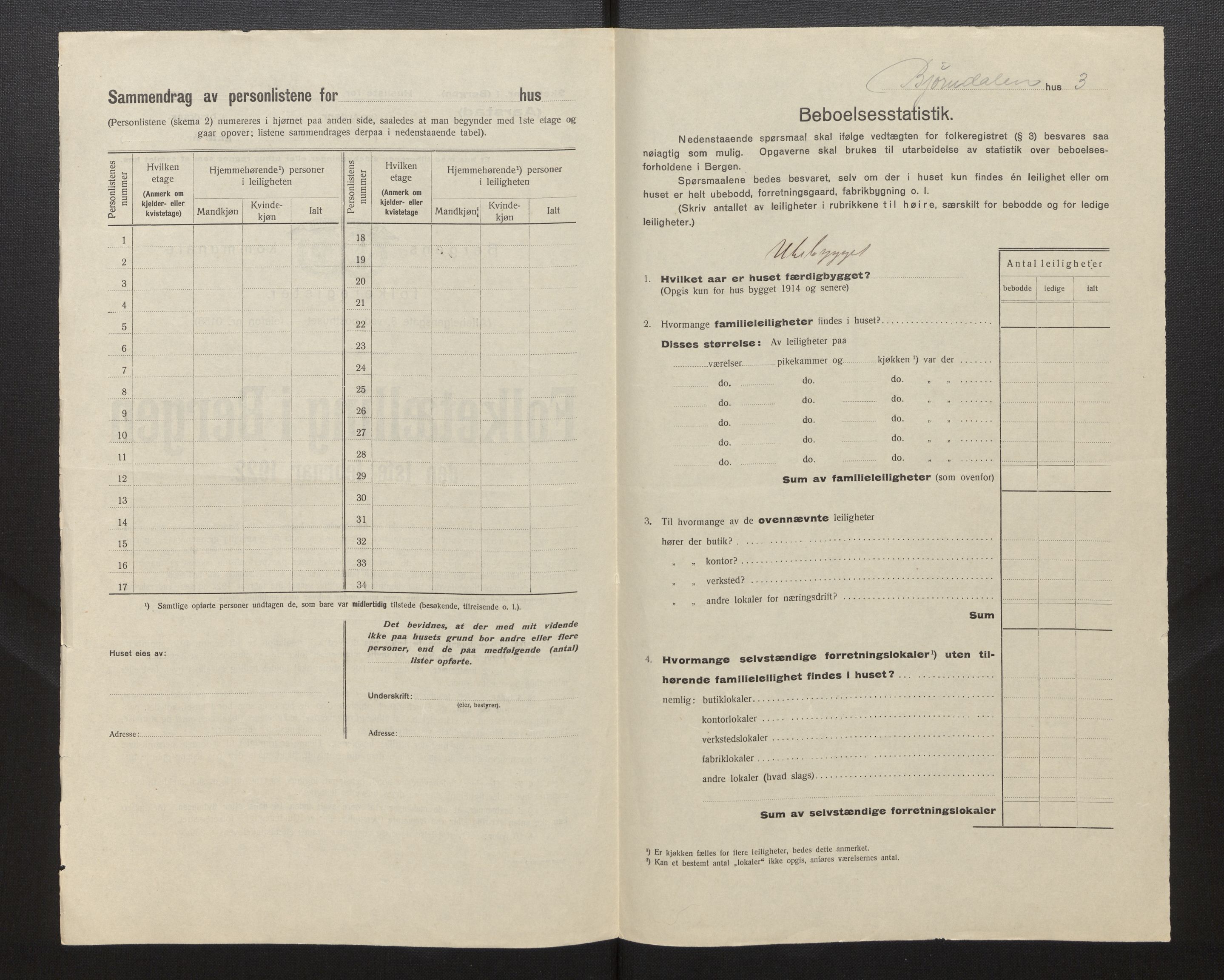 SAB, Municipal Census 1922 for Bergen, 1922, p. 50858