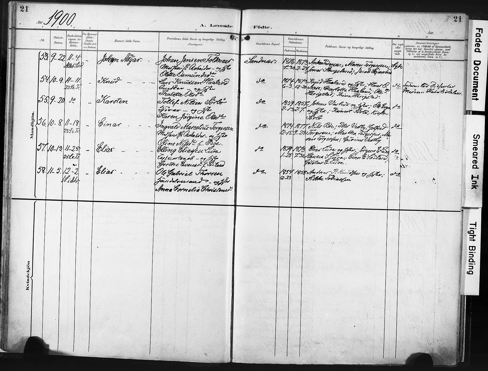 Høyland sokneprestkontor, AV/SAST-A-101799/001/30BA/L0016: Parish register (official) no. A 16, 1899-1911, p. 21